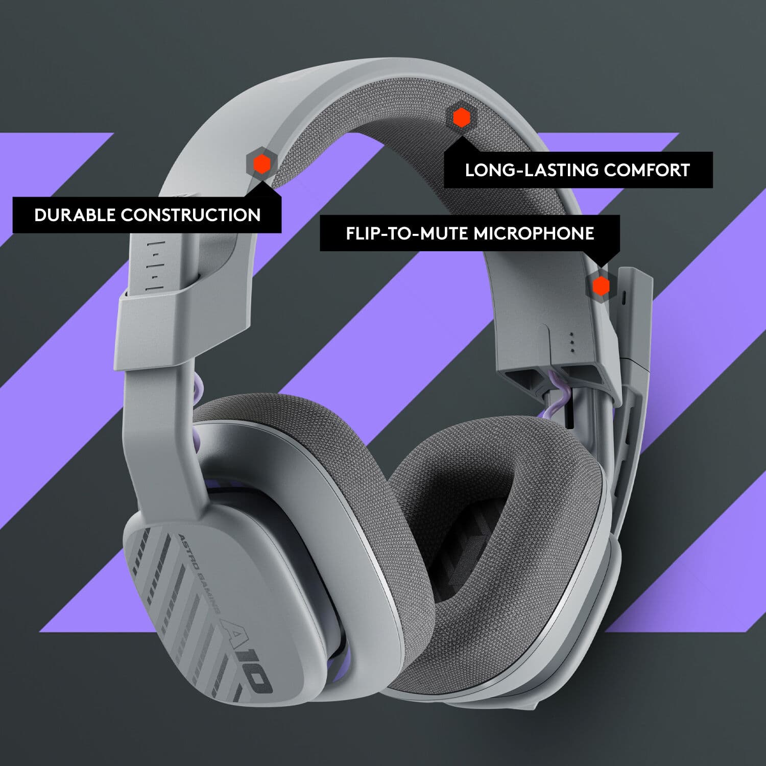 ASTRO Gaming A10 Gen 2 wired PC headset in grey with boom microphone