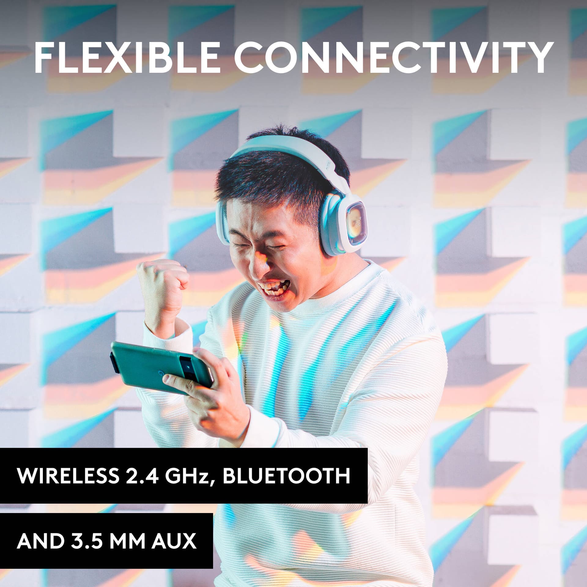 White Logitech LA A30 wireless gaming headset for PlayStation with boom microphone