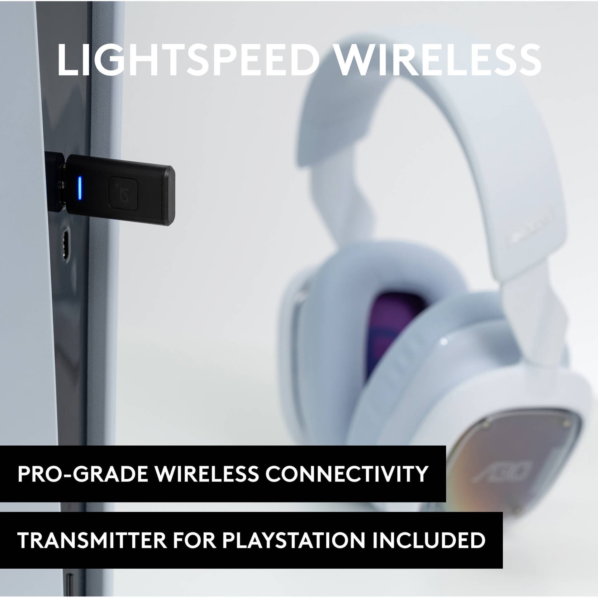 White Logitech LA A30 wireless gaming headset for PlayStation with boom microphone