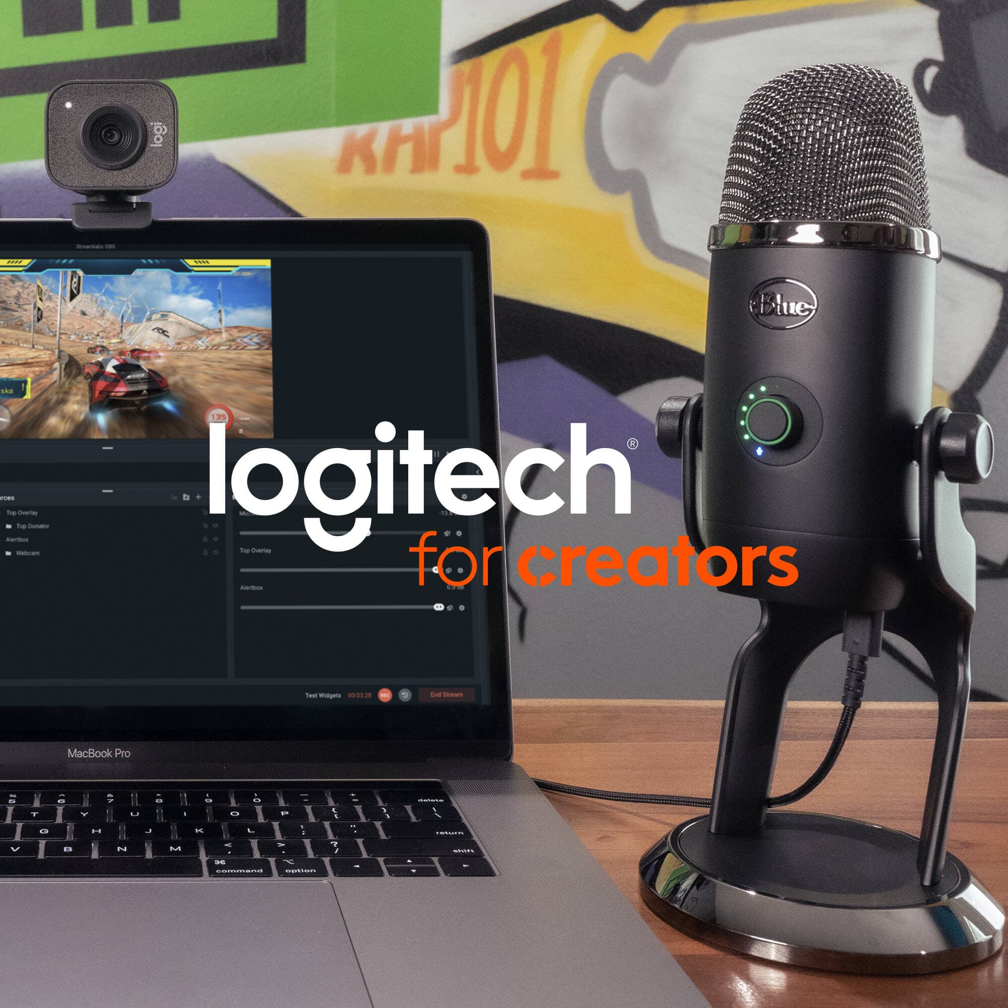 Logitech USB microphone in Midnight Blue with four polar patterns and headphone monitoring