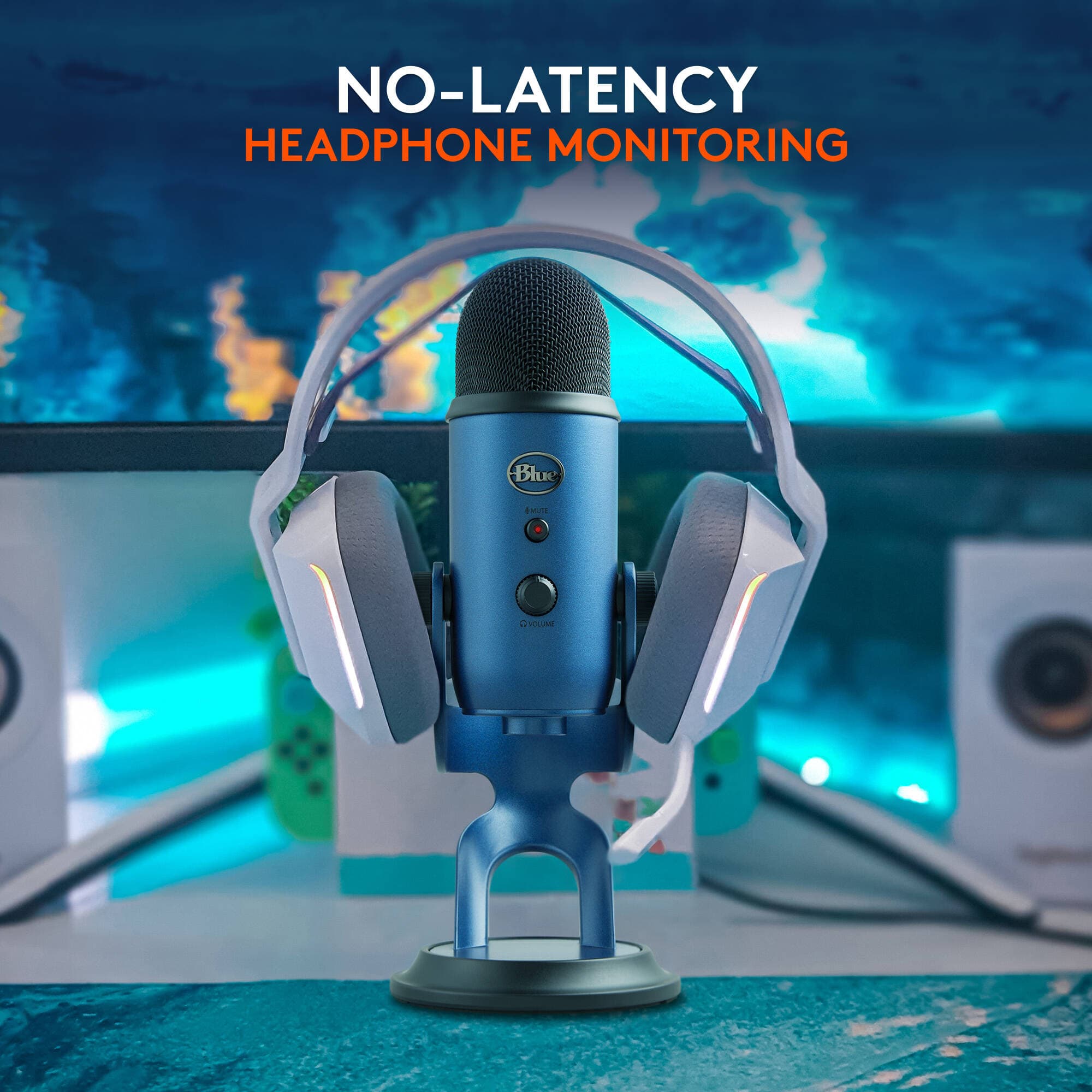 Logitech USB microphone in Midnight Blue with four polar patterns and headphone monitoring