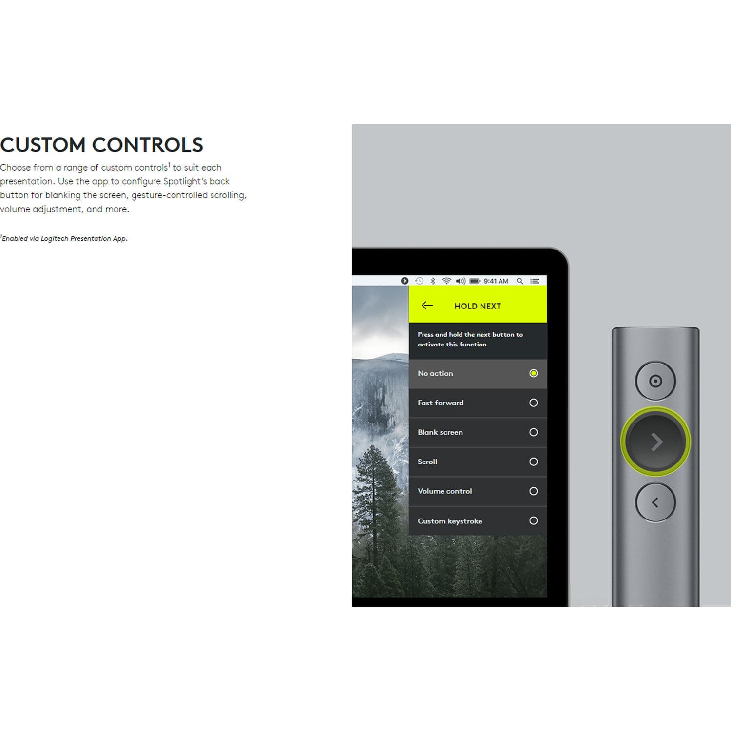 Logitech Spotlight Remote Slate wireless presentation remote with precise pointer control