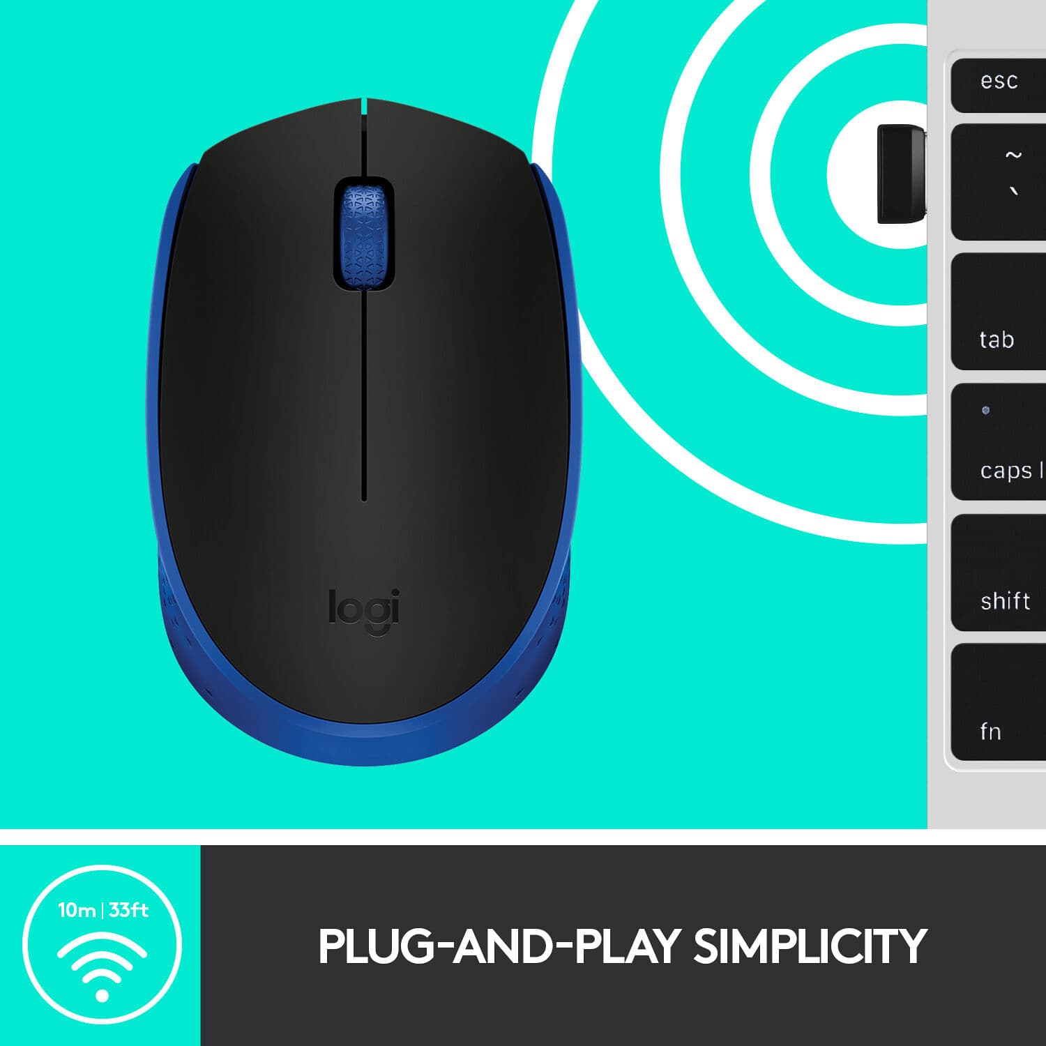 M170 Wireless Mouse Blue view 4