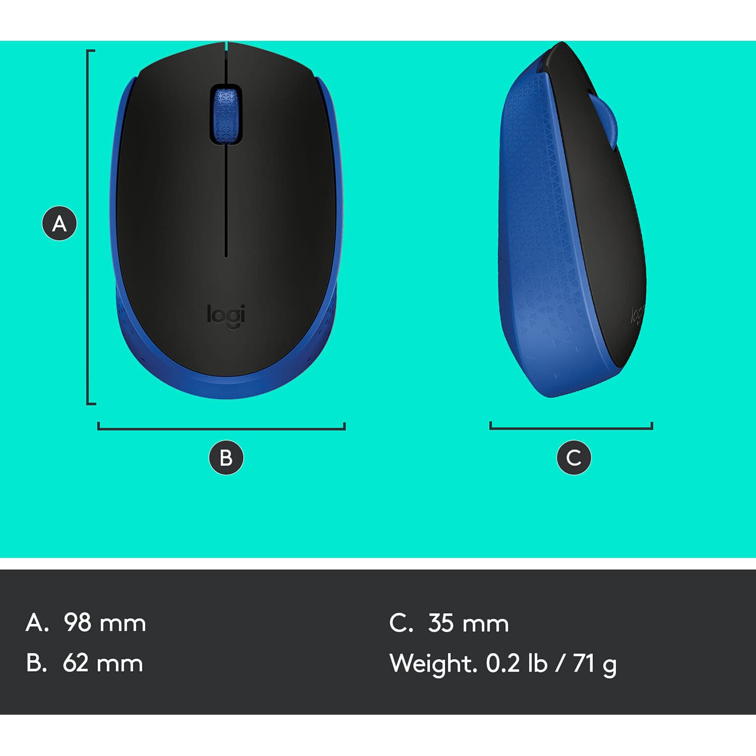 M170 Wireless Mouse Blue view 7