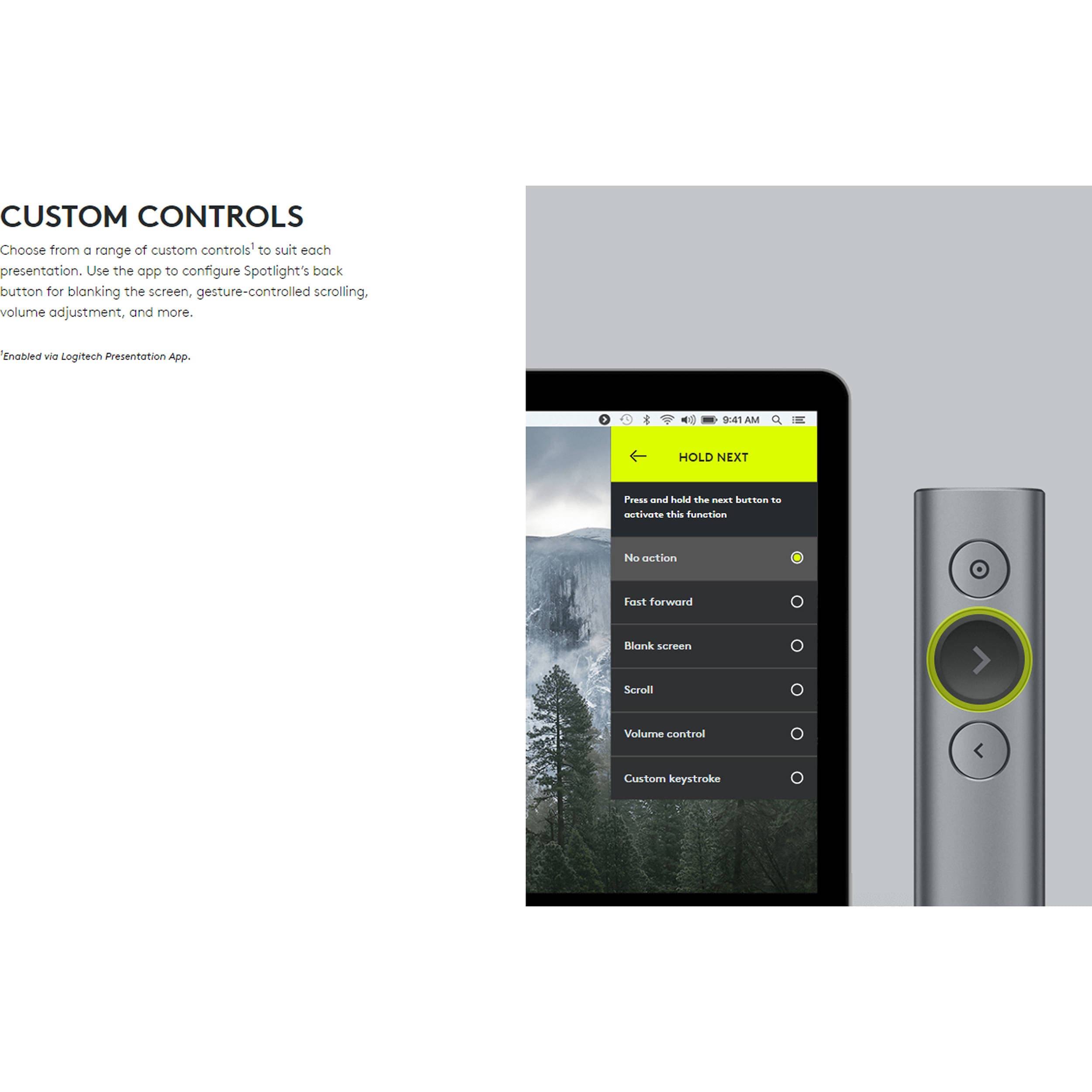 Logitech Spotlight Remote Gold wireless presentation remote with highlight and magnify control