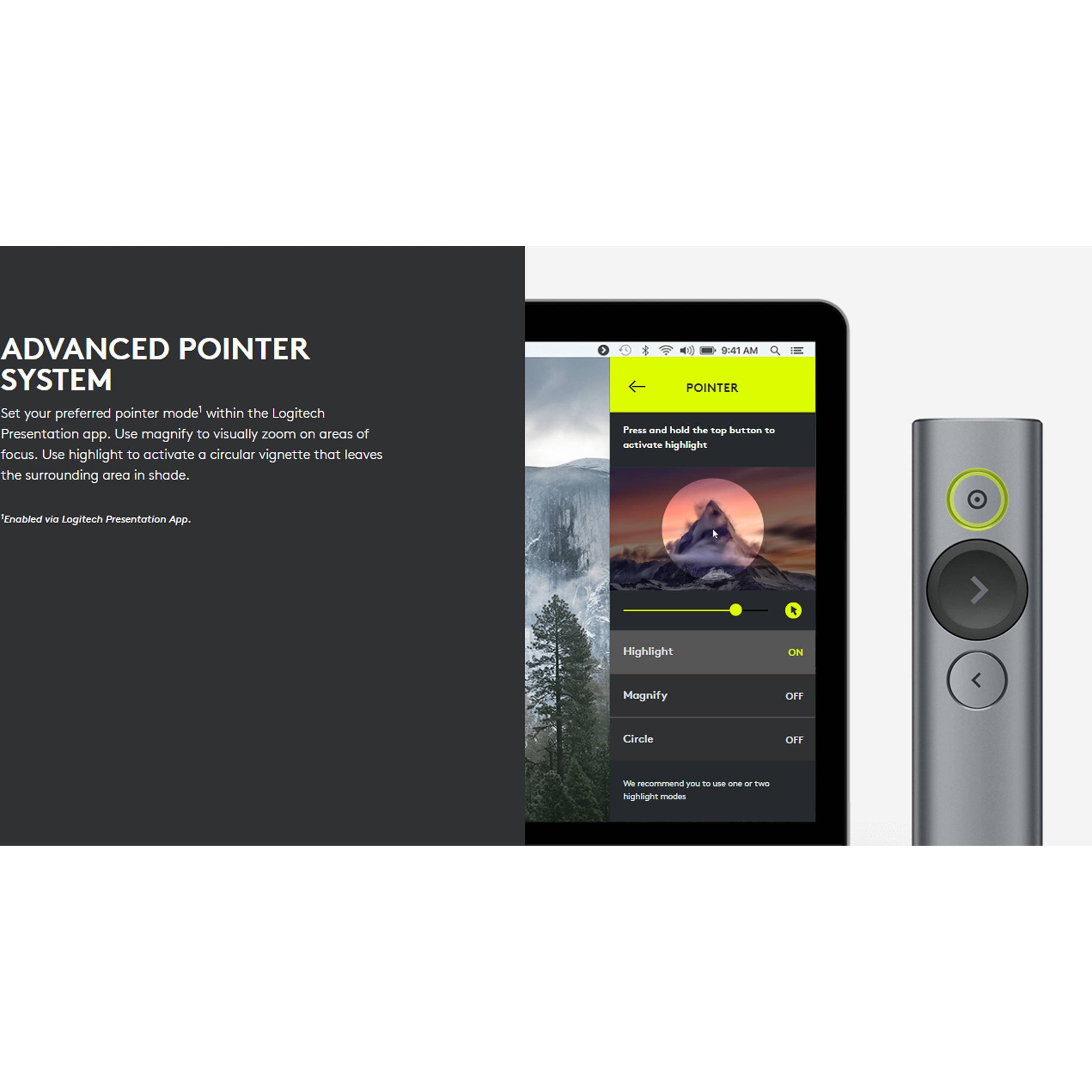 Logitech Spotlight Remote Gold wireless presentation remote with highlight and magnify control