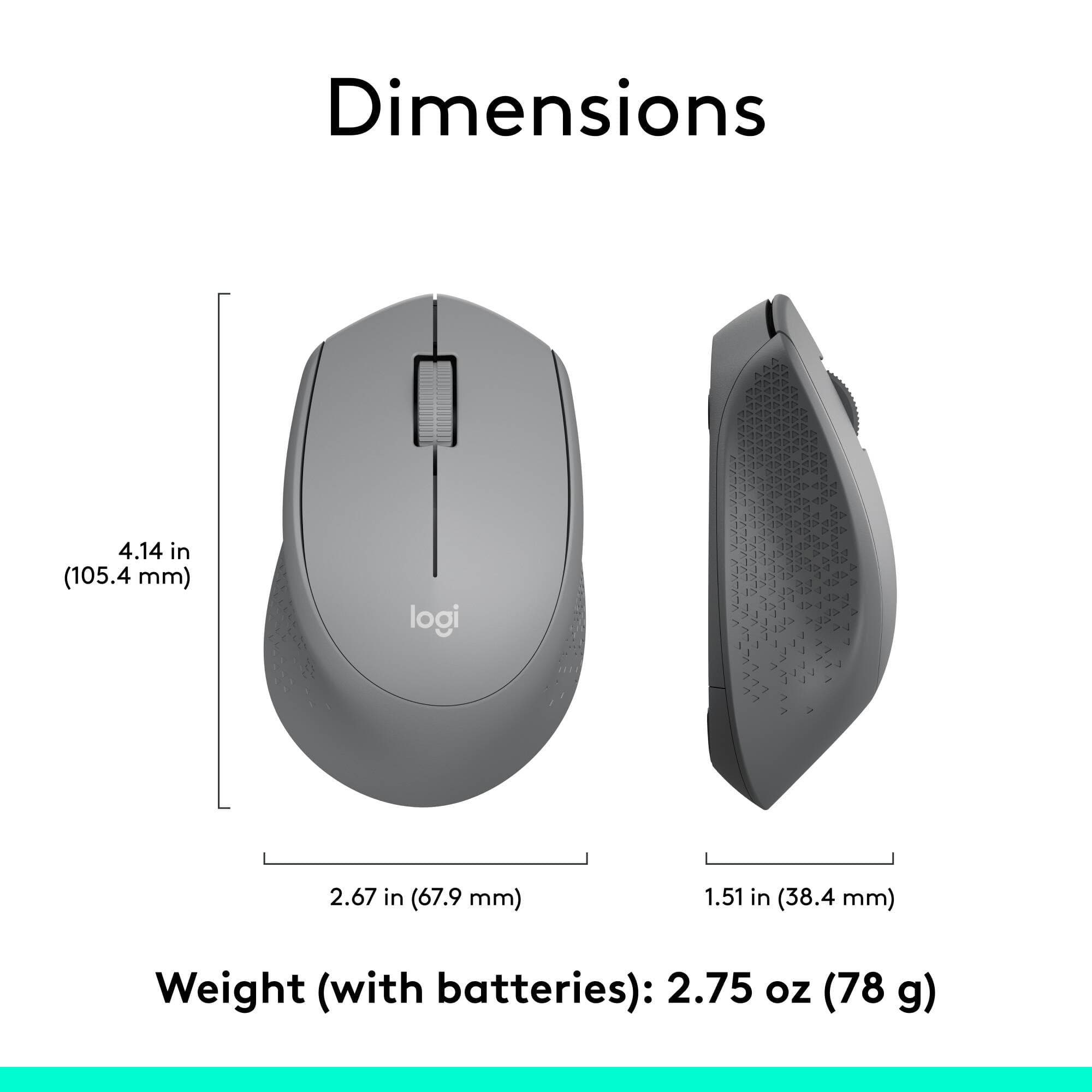 Logitech M330 Silent Plus Grey wireless right-handed mouse with silent clicks