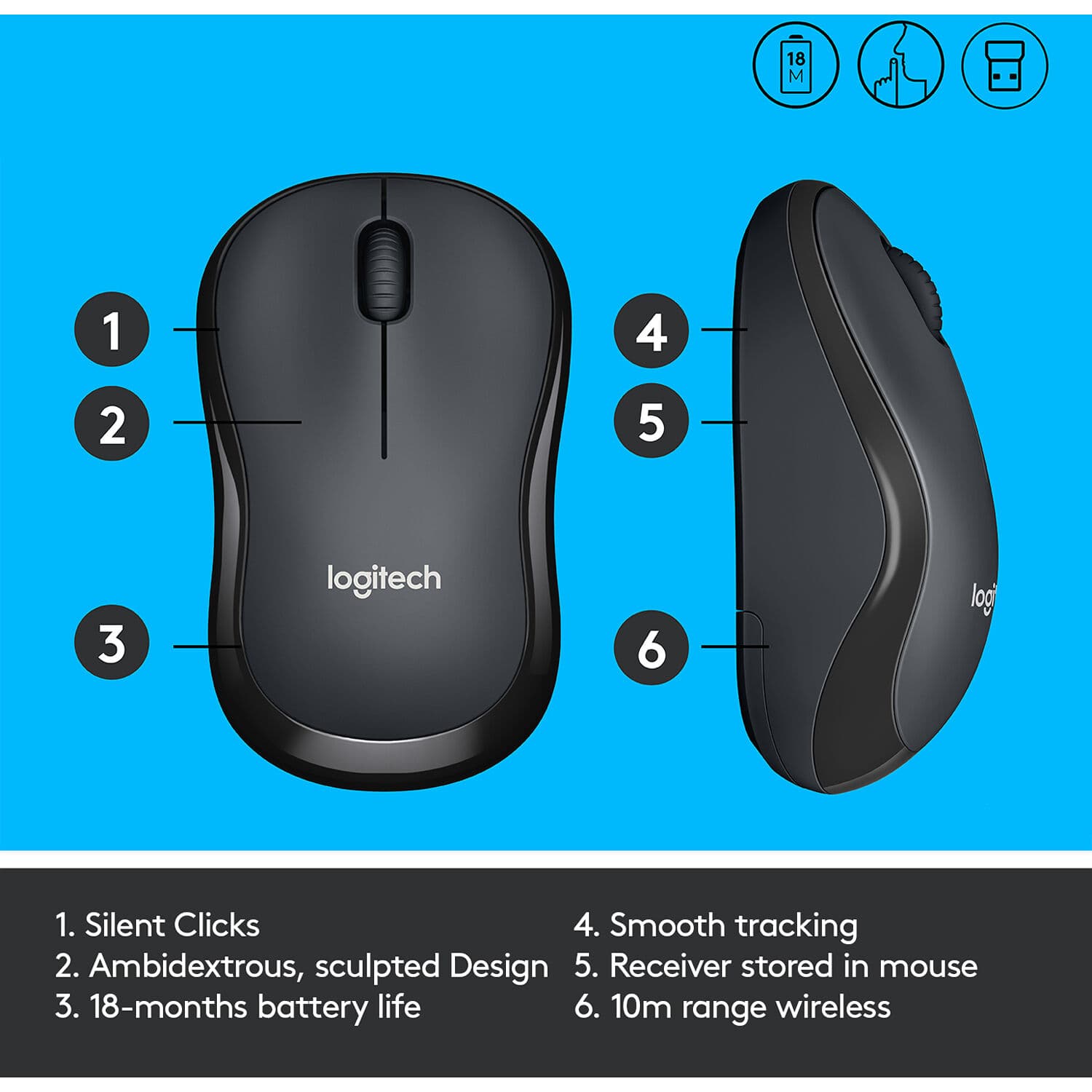 M220 SILENT Wrls Mouse Blk view 4