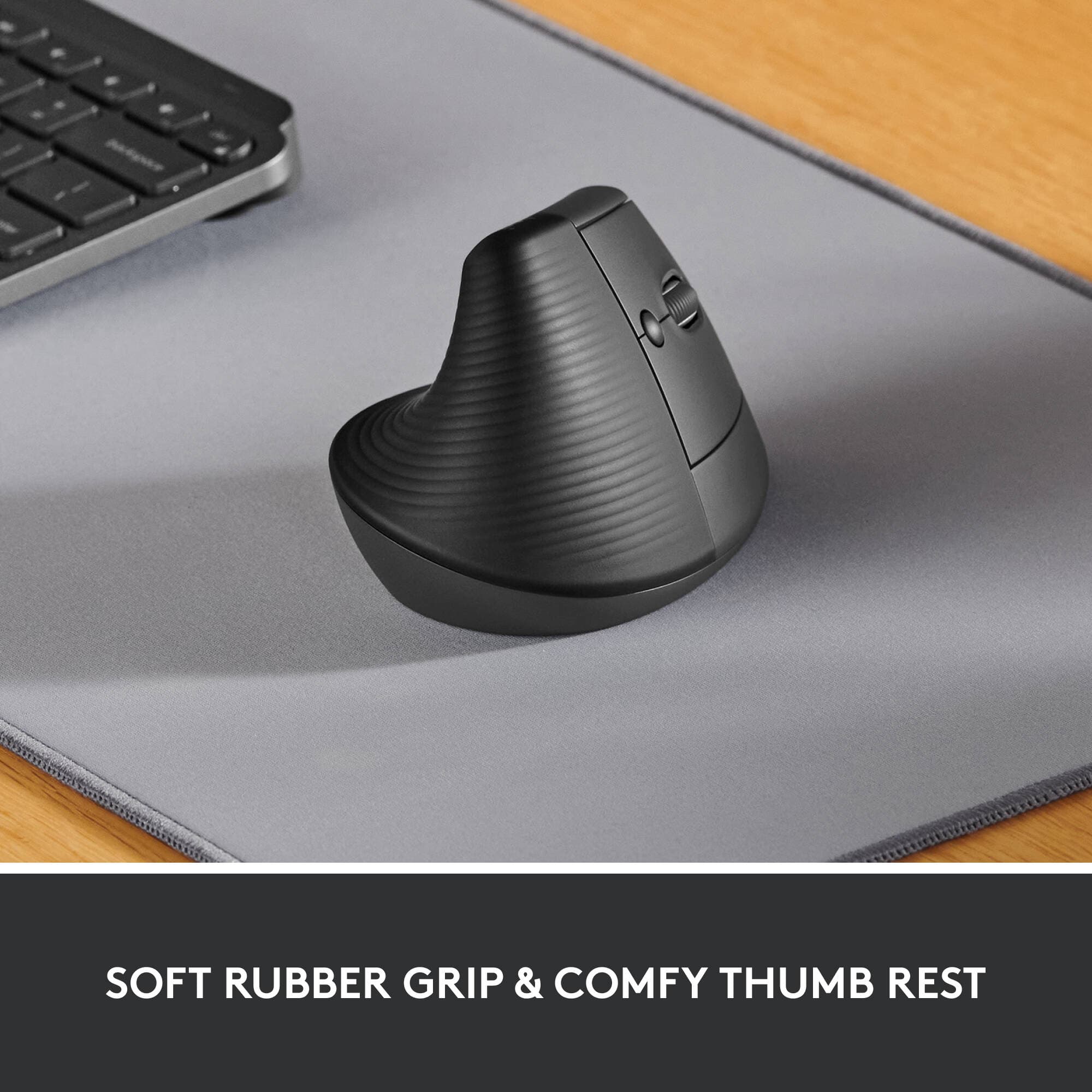 Logitech Lift Vertical Ergo Mouse in vertical right-hand ergonomic design with wireless connectivity