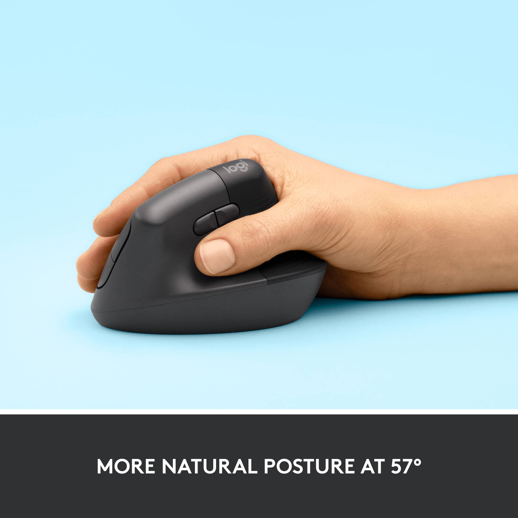 Logitech Lift Vertical Ergo Mouse in vertical right-hand ergonomic design with wireless connectivity