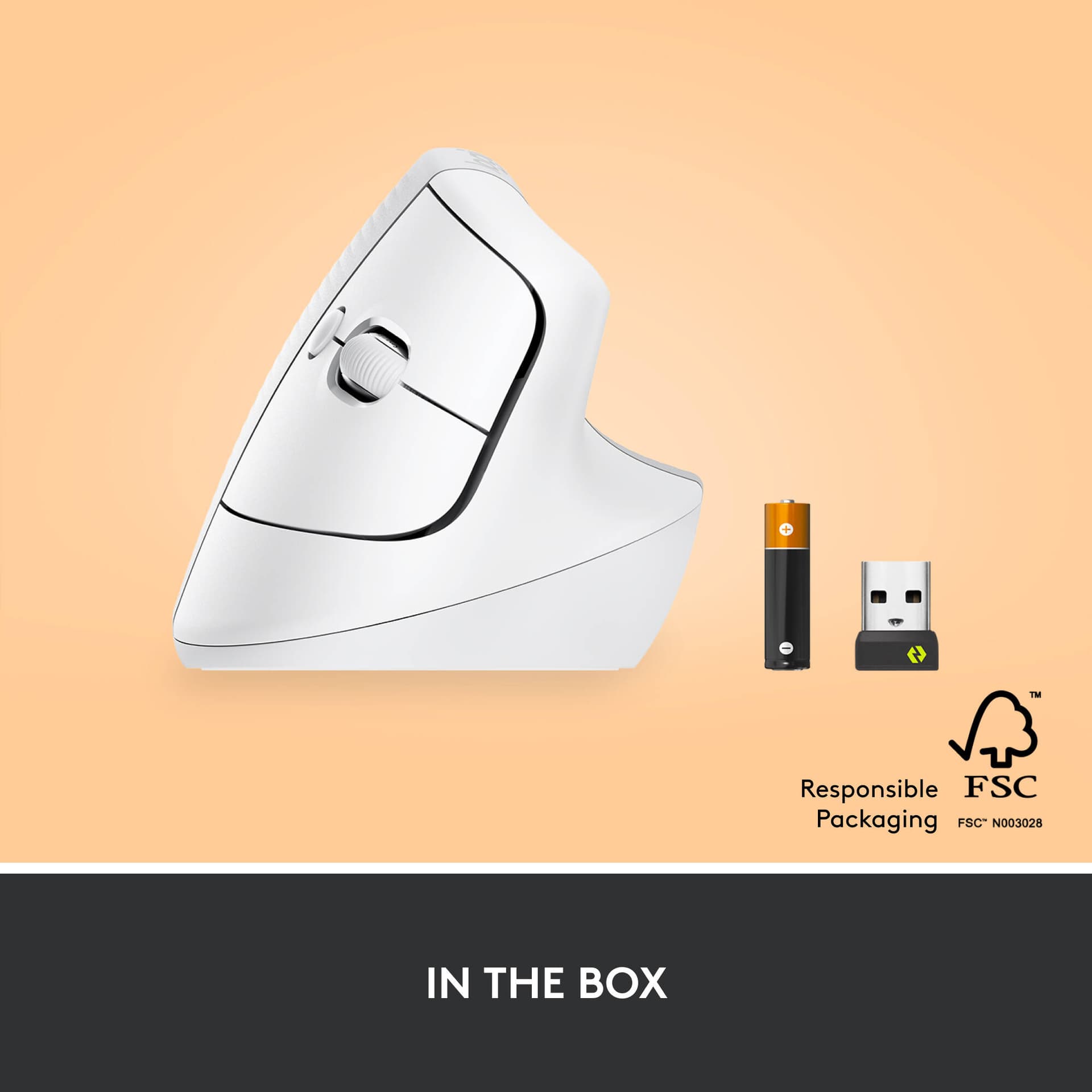 Logitech Lift Vertical Ergo Mouse white vertical ergonomic wireless mouse