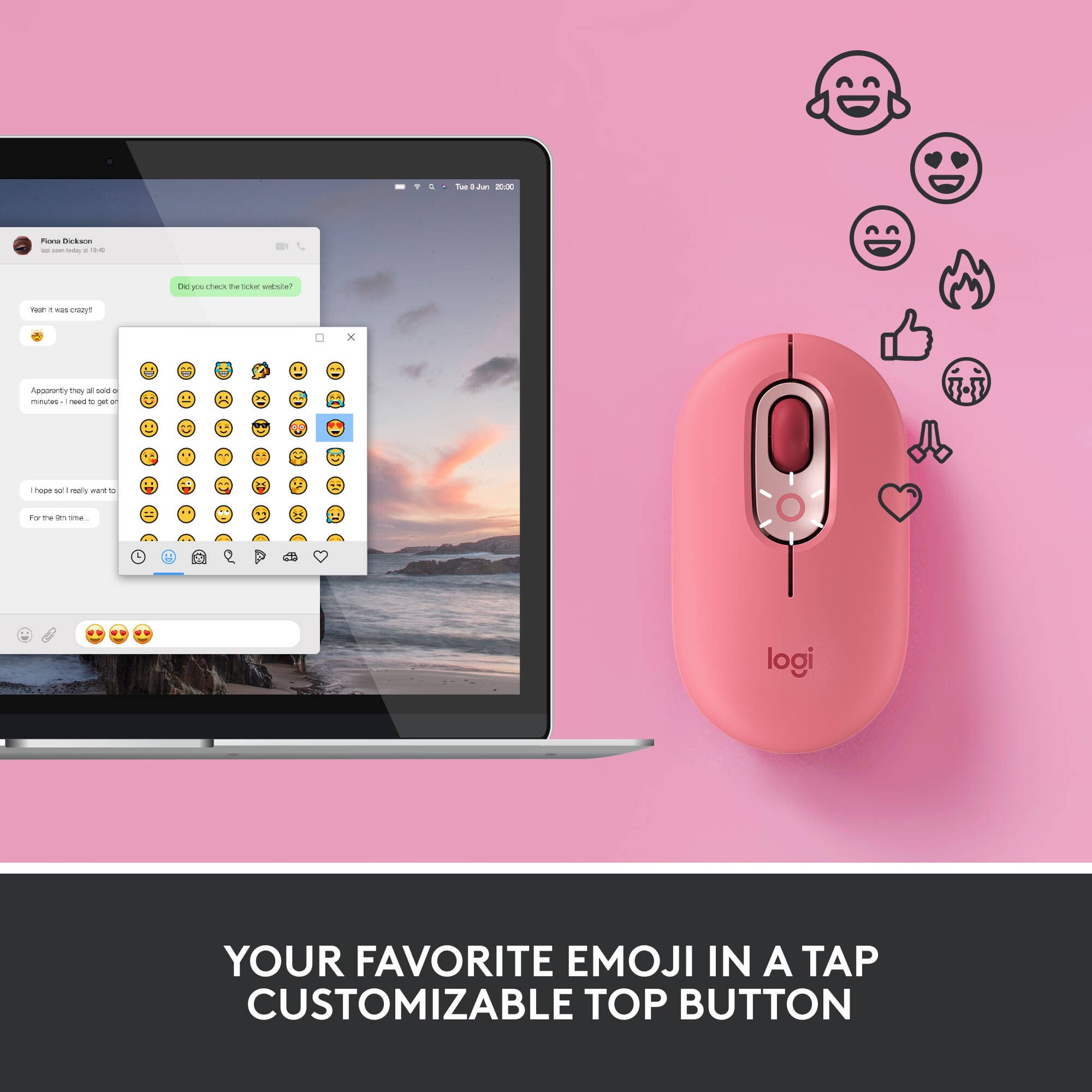 Logitech POP Mouse with emoji view 3