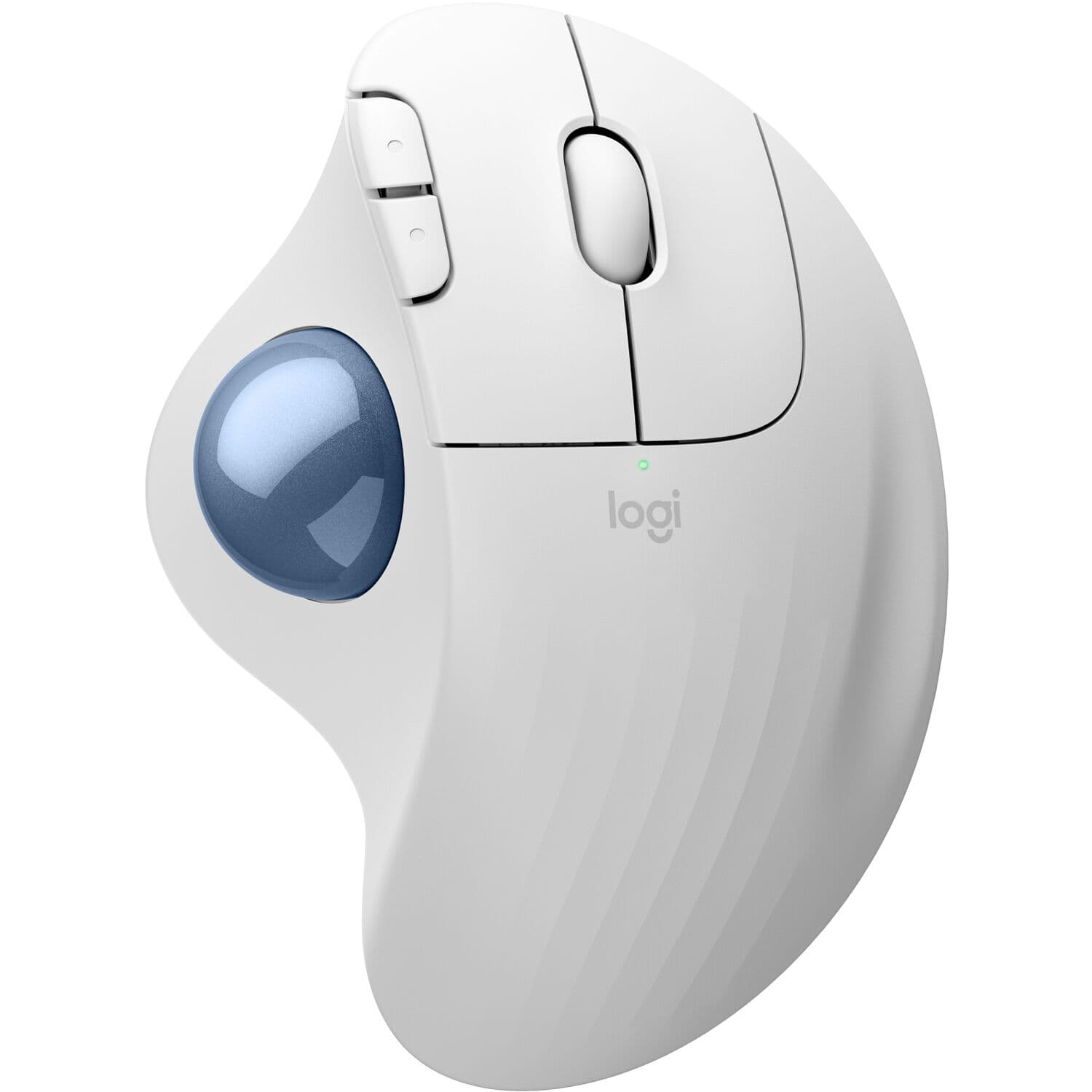 Logitech ERGO M575s Wireless Trackball — Off‑white with Blue Ball | Bluetooth, USB‑Receiver