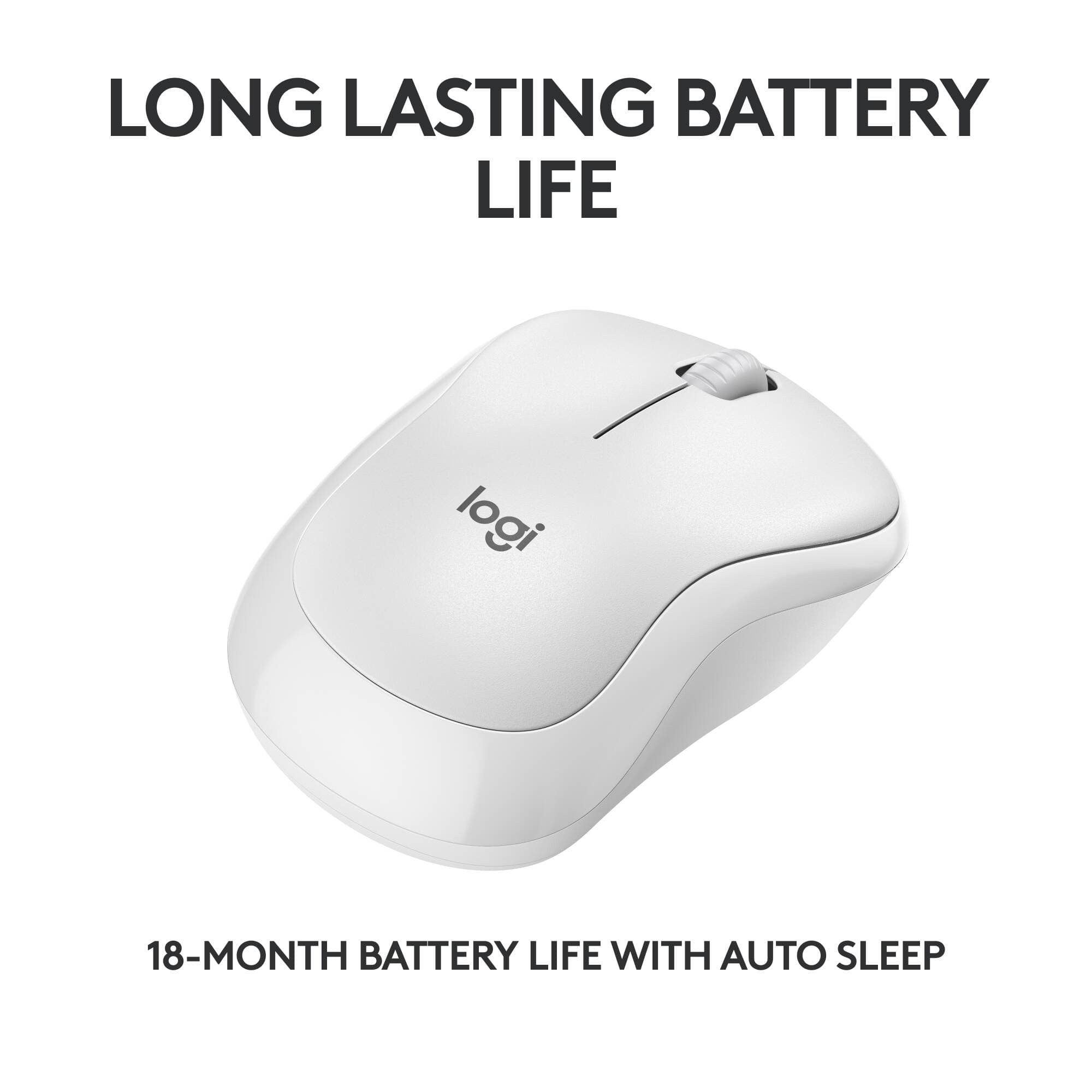 Logitech M240 Silent Bluetooth Mouse in Off-white, ambidextrous low-noise design