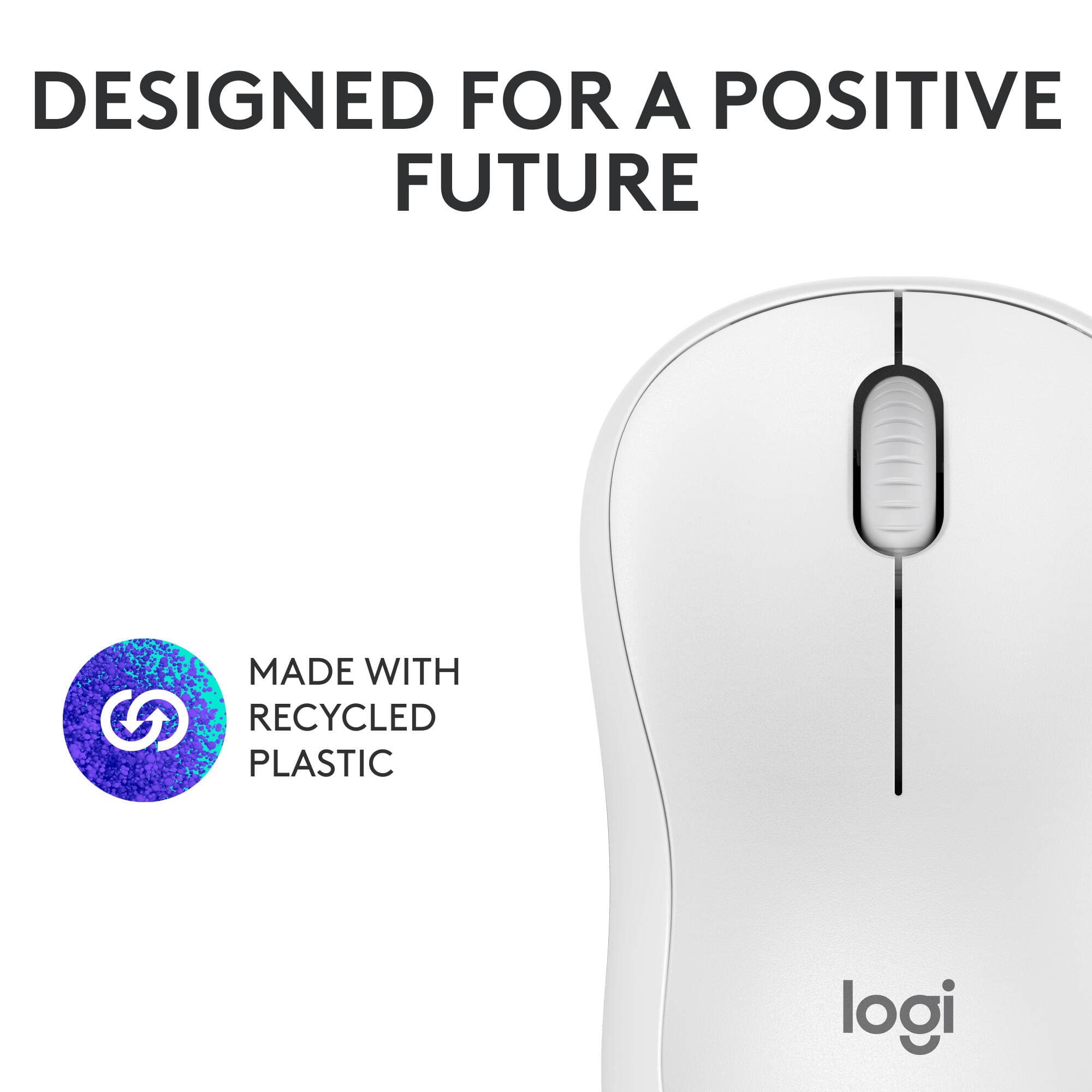 Logitech M240 Silent Bluetooth Mouse in Off-white, ambidextrous low-noise design