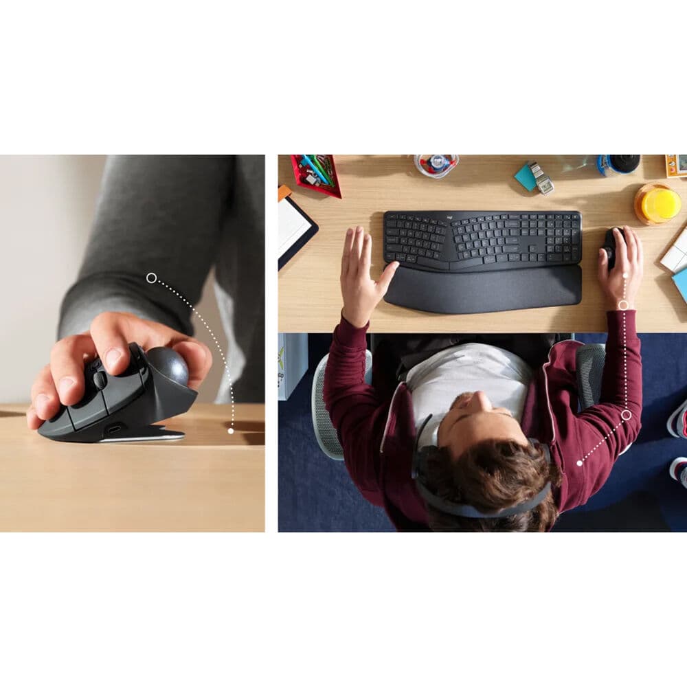 Logitech MX Ergo S Plus Graphite ergonomic wireless trackball mouse