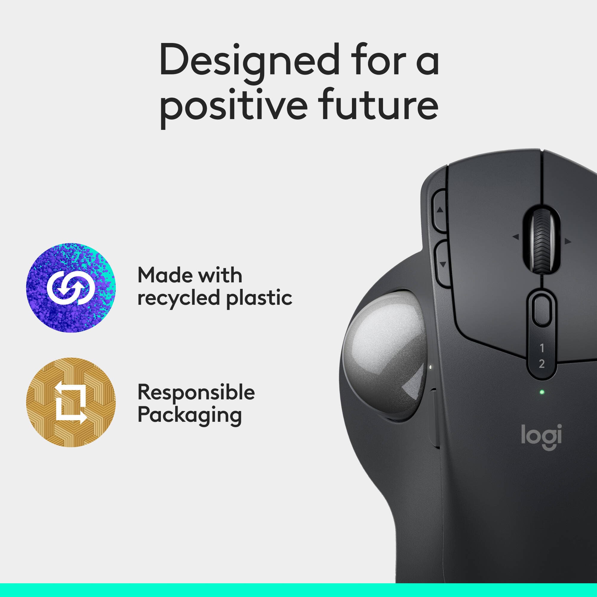 Logitech MX Ergo S Plus Graphite ergonomic wireless trackball mouse