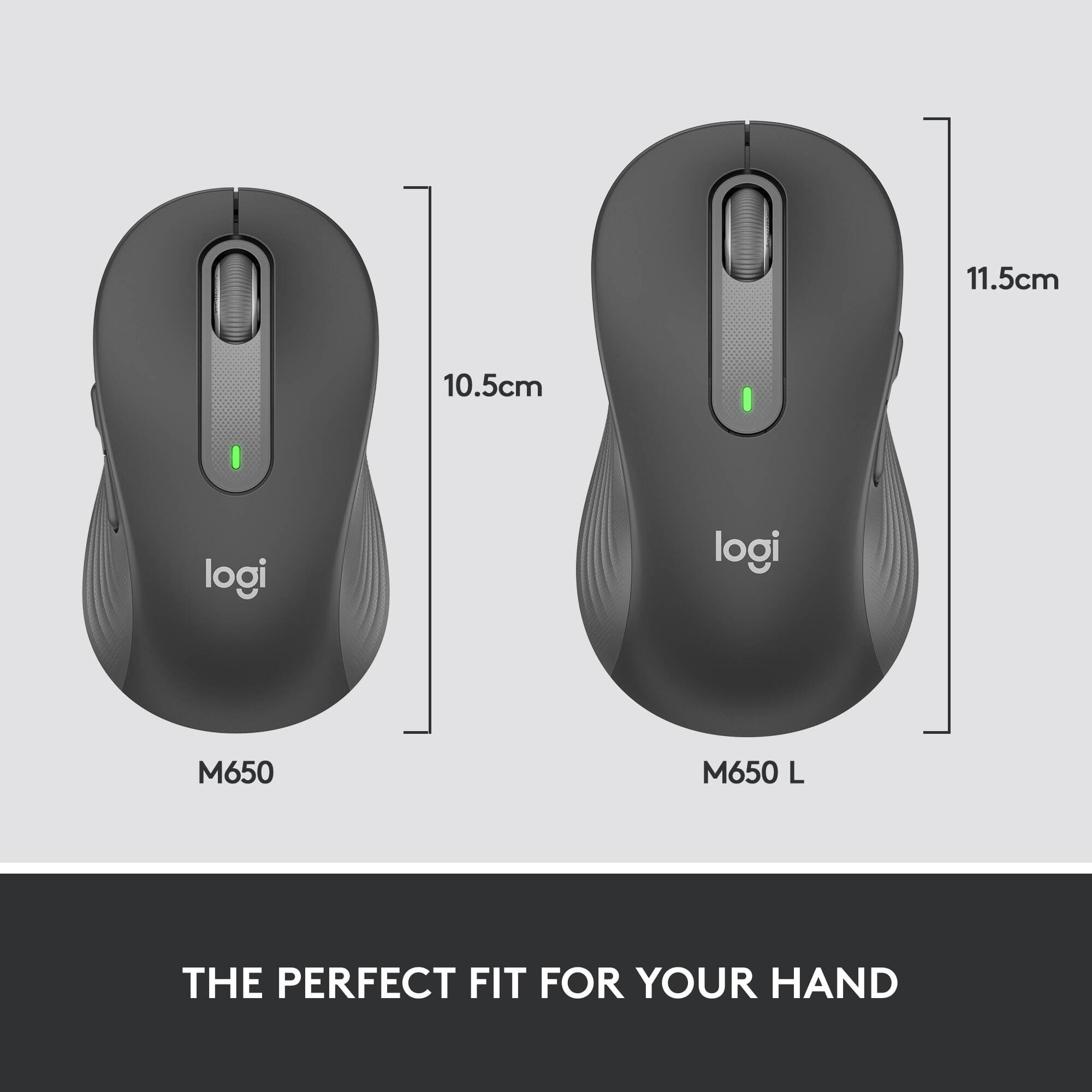 Logitech Signature M650 L for Business wireless mouse in graphite, large size for comfortable everyday office use