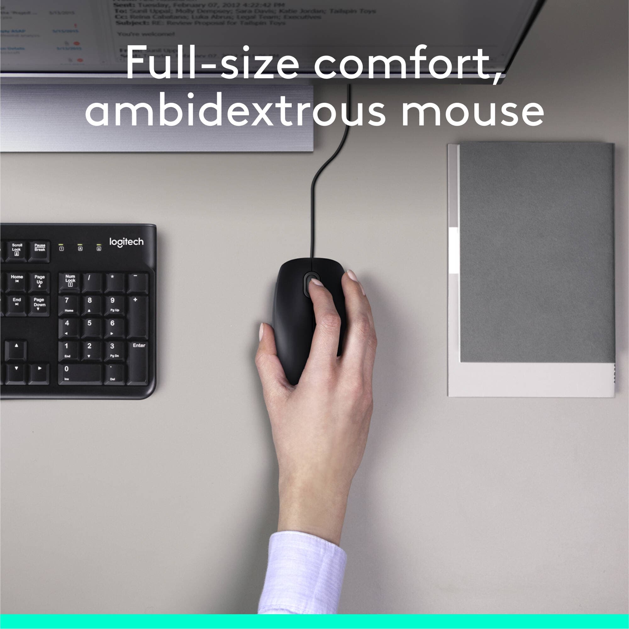 Logitech Desktop MK120 wired keyboard and optical mouse set with USB connection