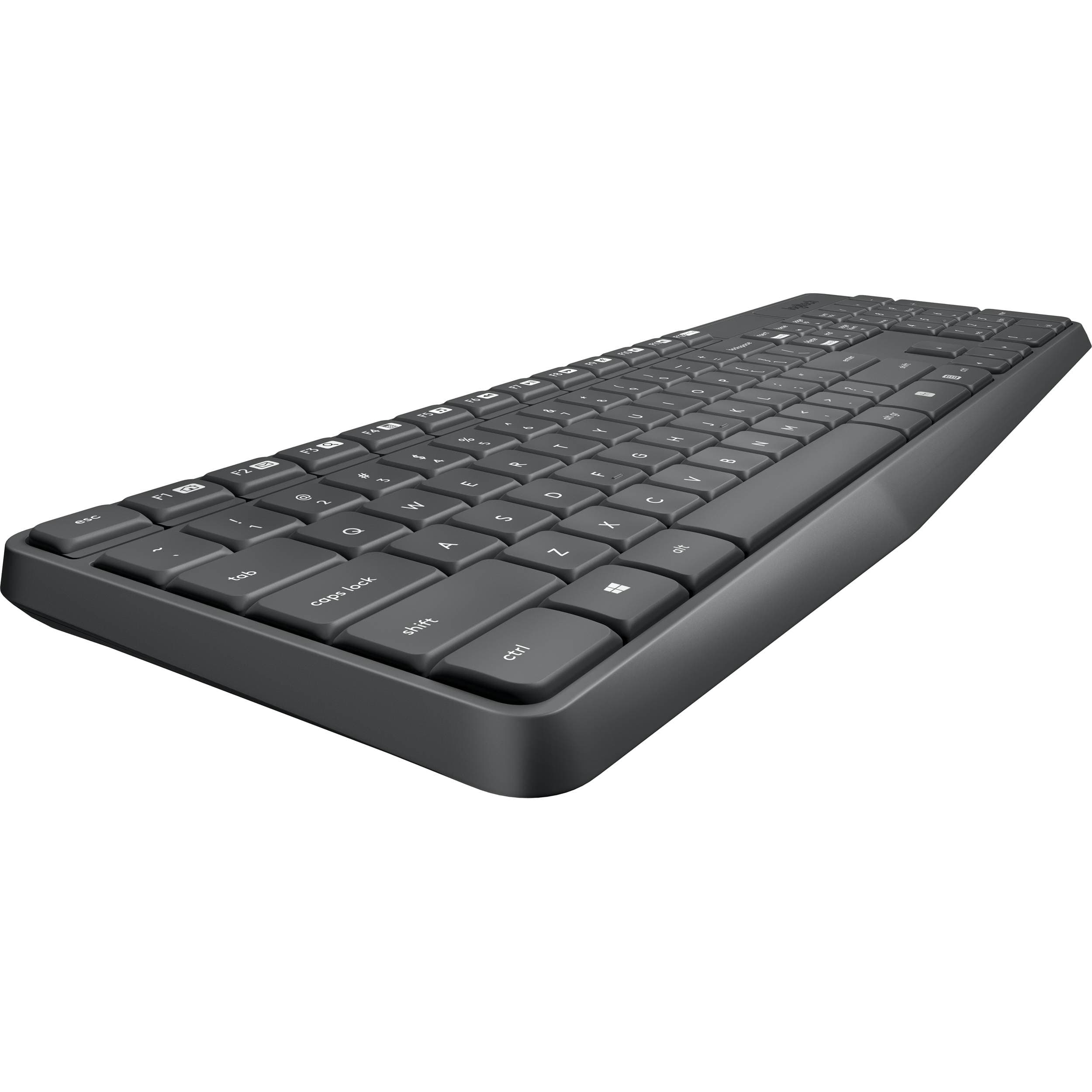 Logitech MK235 wireless keyboard and mouse combo in black with full-size QWERTY layout
