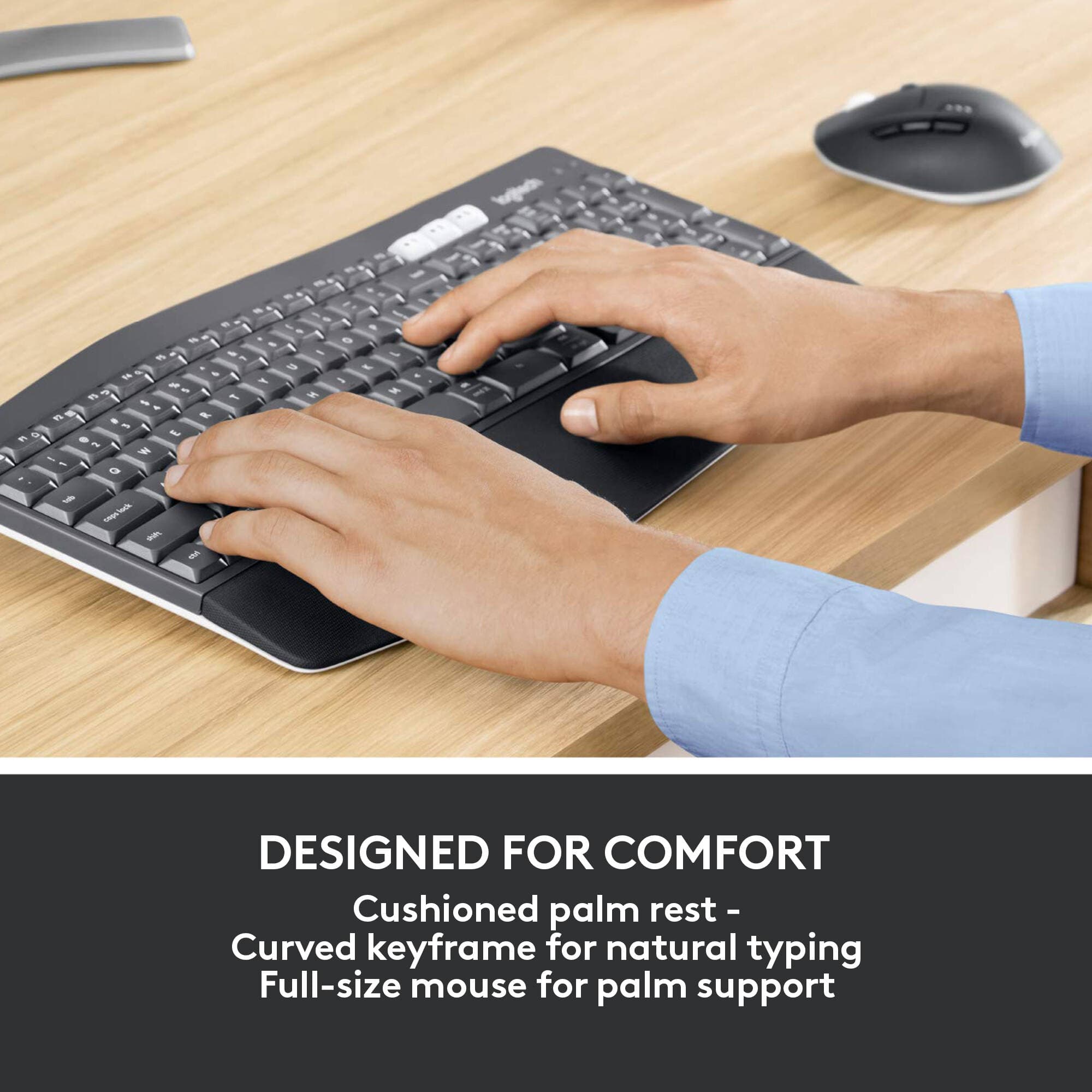 Logitech MK850 Performance wireless keyboard and mouse combo with full-size keyboard and contoured mouse