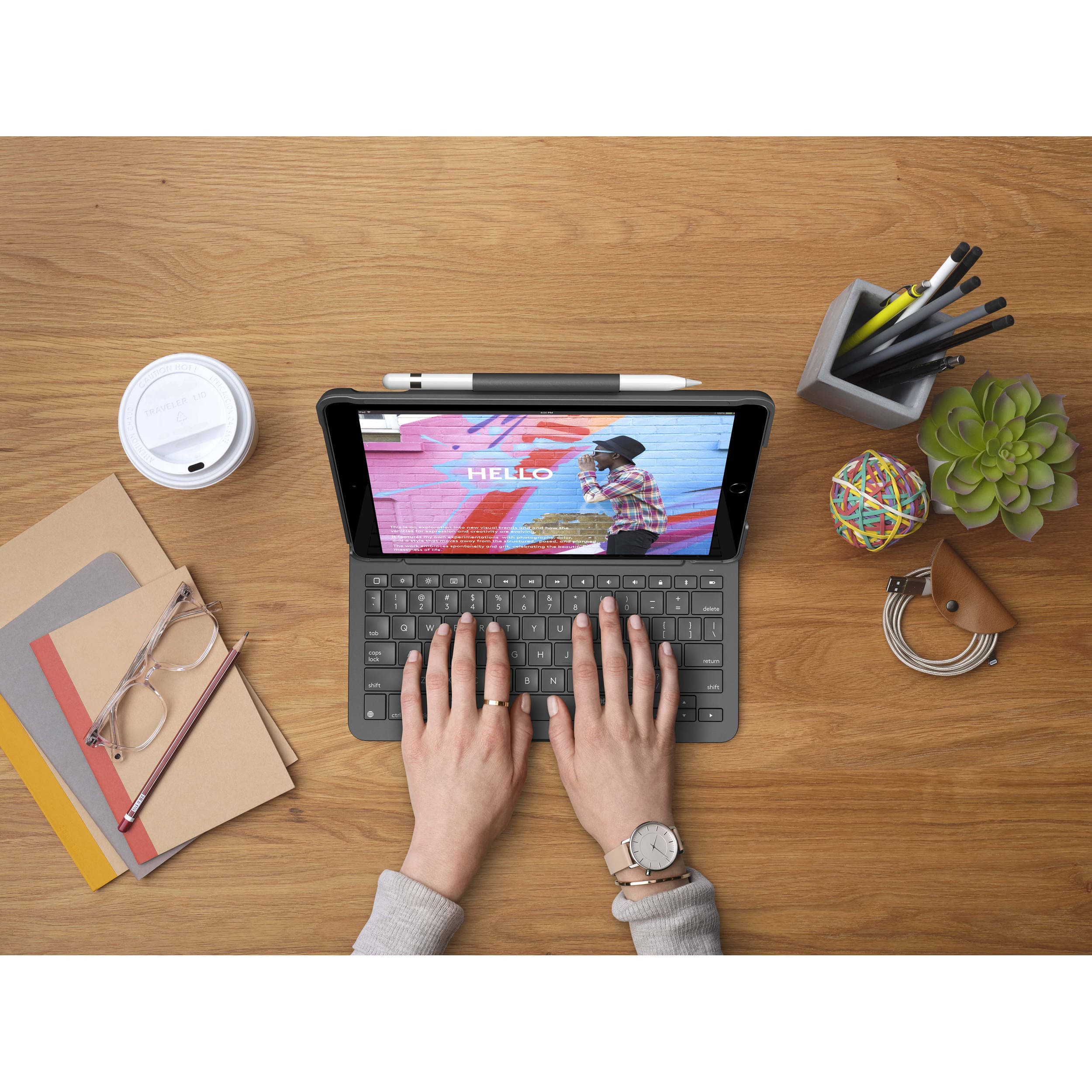 Logitech Slim Folio graphite keyboard case for iPad 7th, 8th, and 9th generation