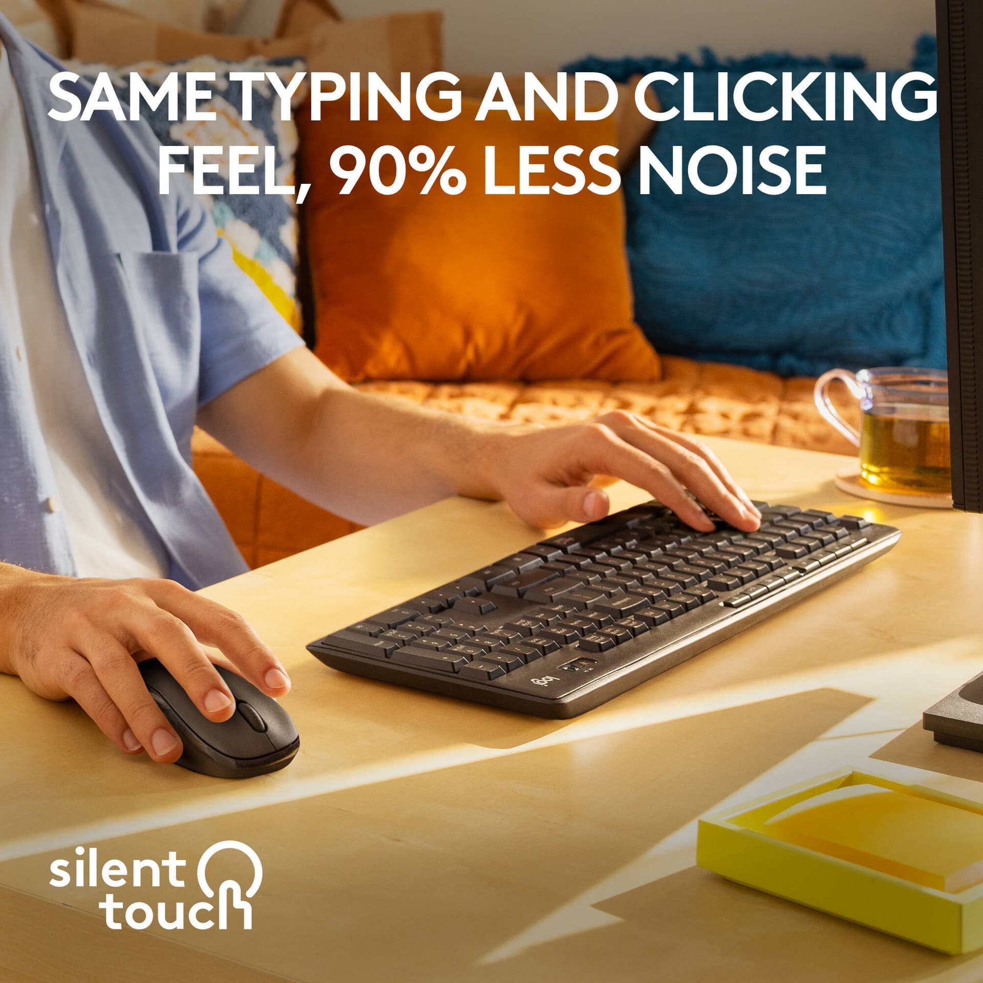 Logitech MK295 Silent Wireless Keyboard and Mouse Combo in graphite with full-size keyboard and contoured mouse