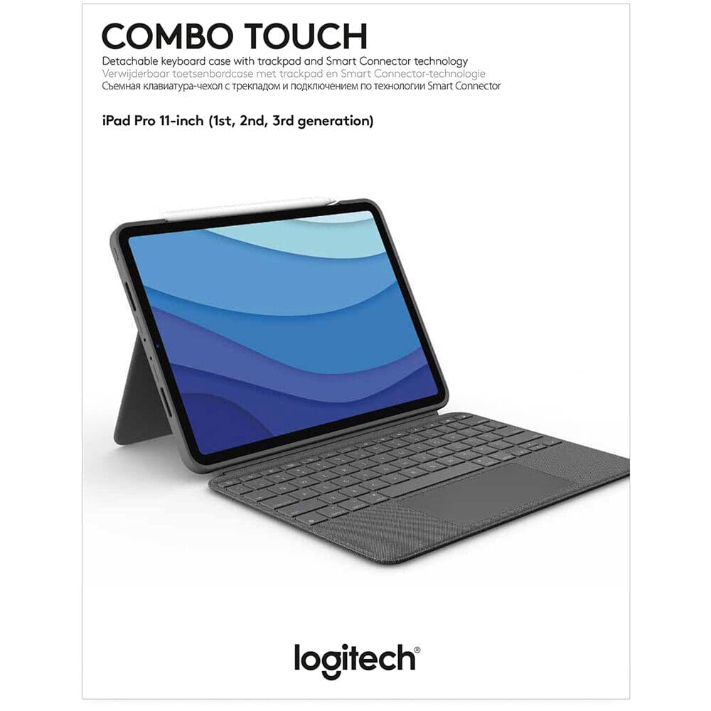Logitech Combo Touch keyboard case for iPad Pro 11-inch 1st through 4th generation in Oxford Grey