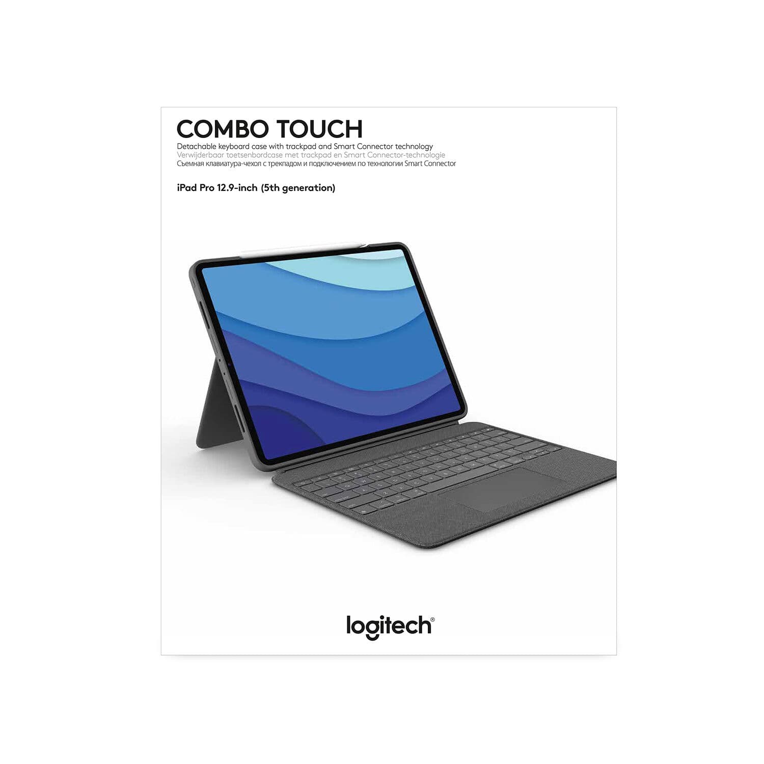 Logitech Combo Touch keyboard case for iPad Pro 12.9-inch 5th generation in Oxford Gray with trackpad and backlit keys