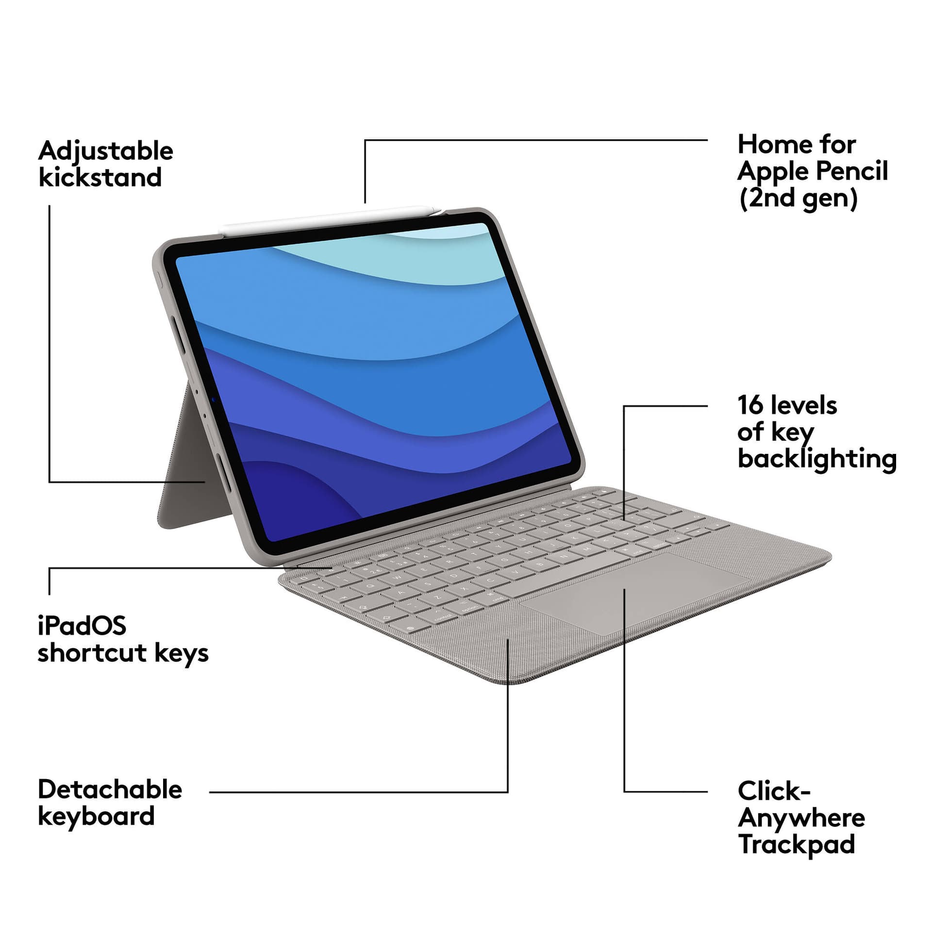 Logitech Combo Touch keyboard case for iPad Pro 11-inch with trackpad