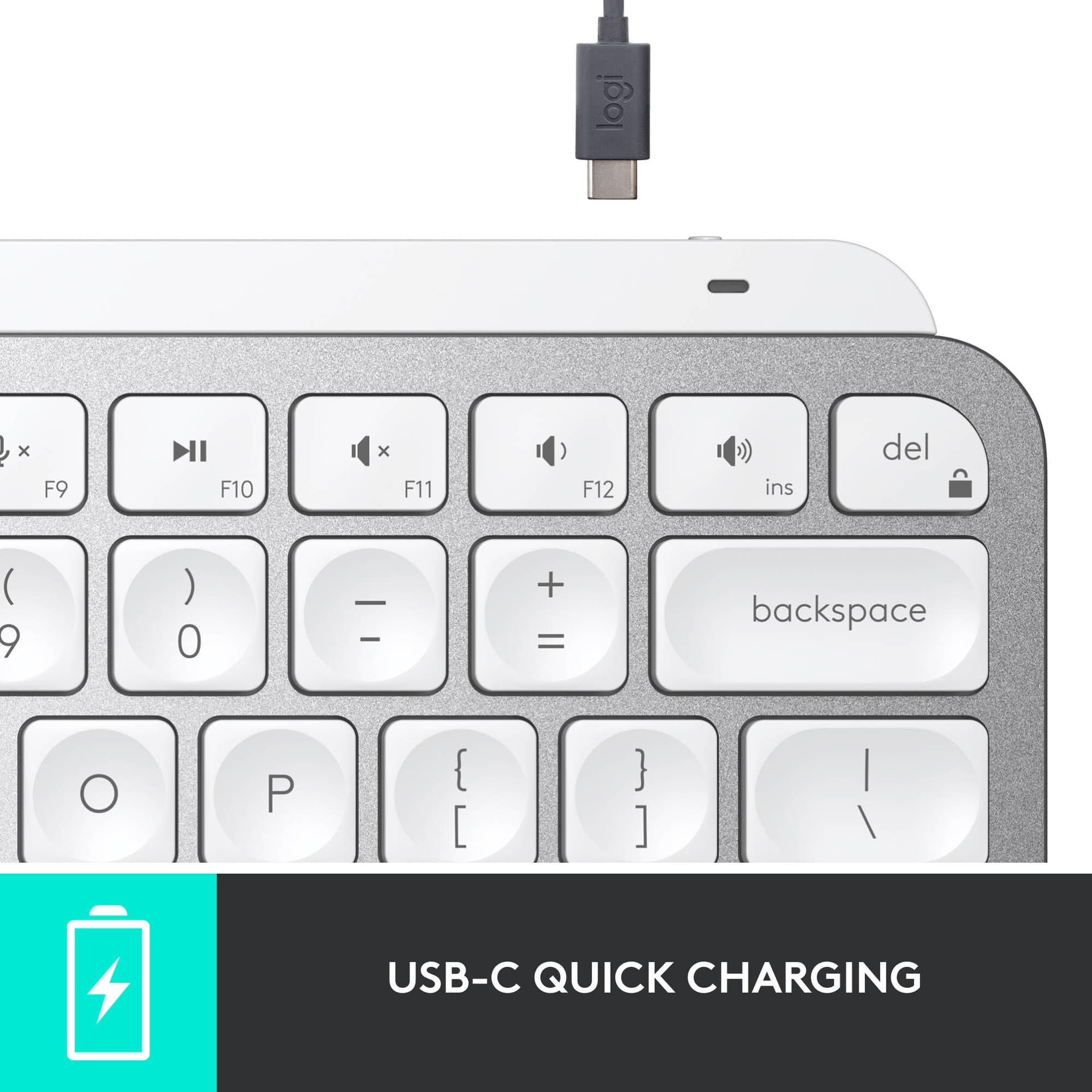 Logitech MX Keys Mini keyboard in grey with compact minimalist layout for premium workspaces