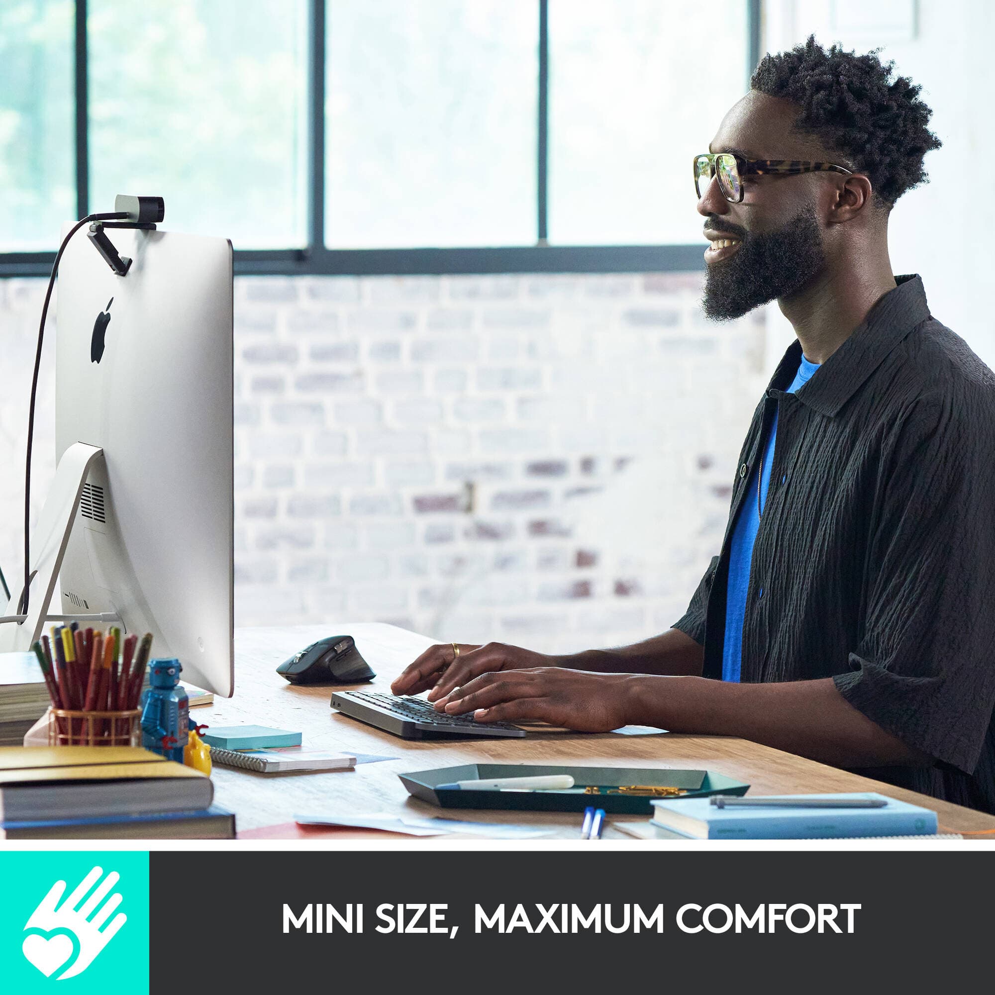 Logitech MX Keys Mini black compact wireless keyboard with backlit keys