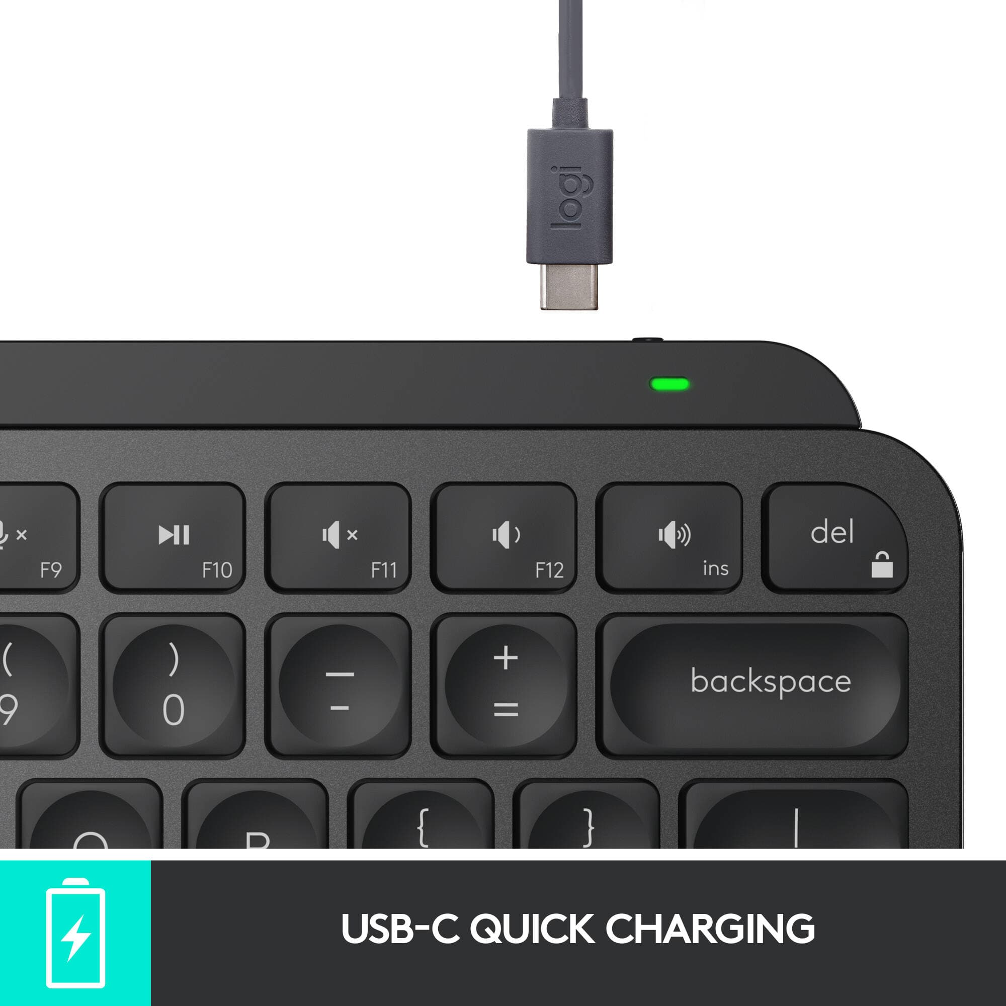 Logitech MX Keys Mini black compact wireless keyboard with backlit keys