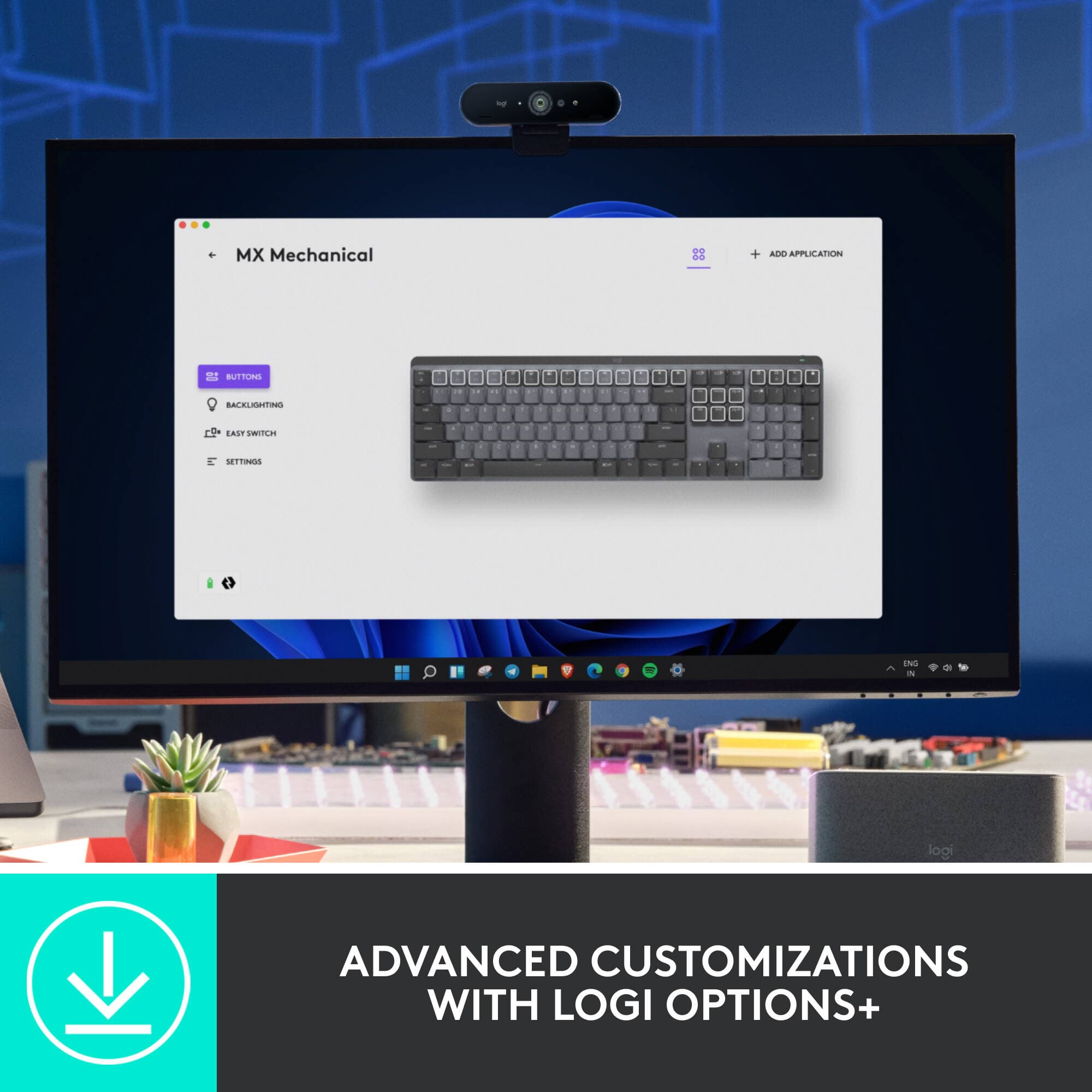 Logitech MX Mechanical wireless illuminated keyboard in graphite with mechanical keys