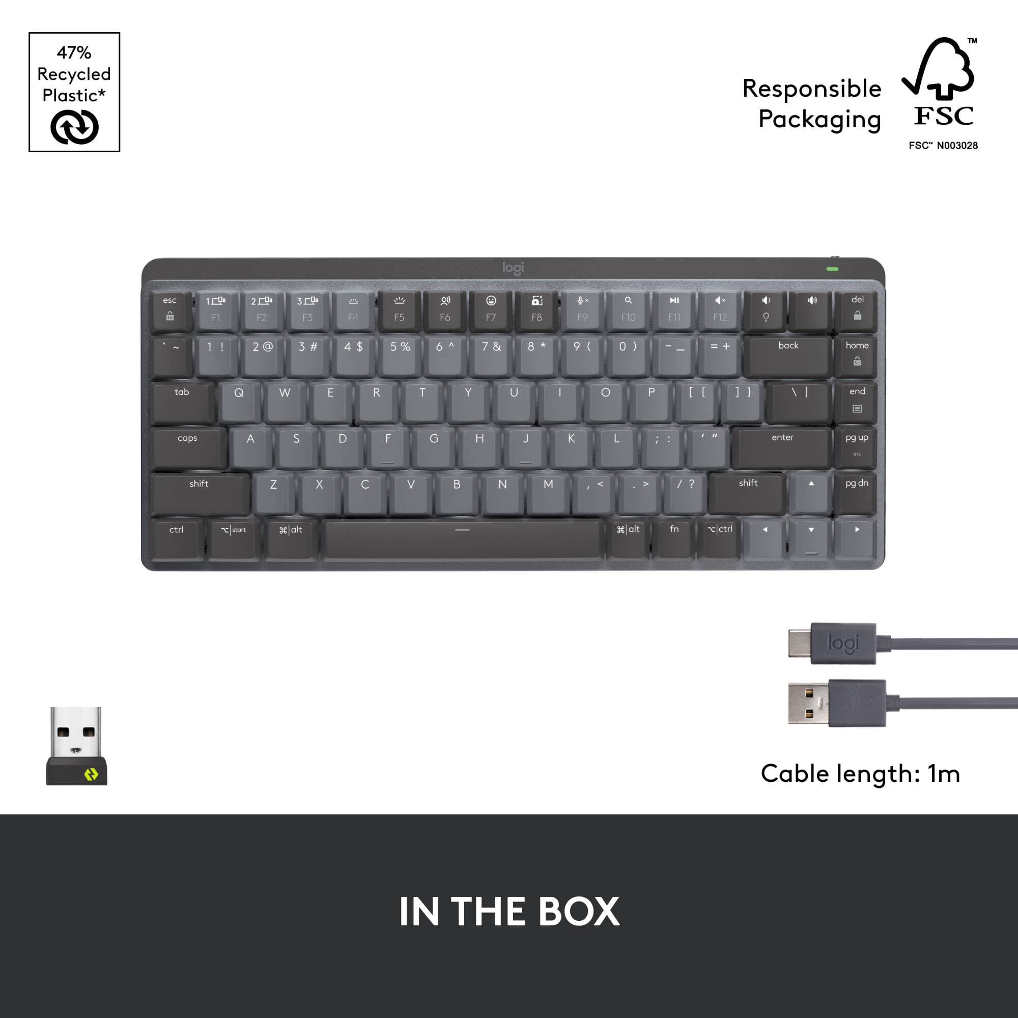 Logitech MX Mechanical Mini illuminated wireless keyboard with compact layout