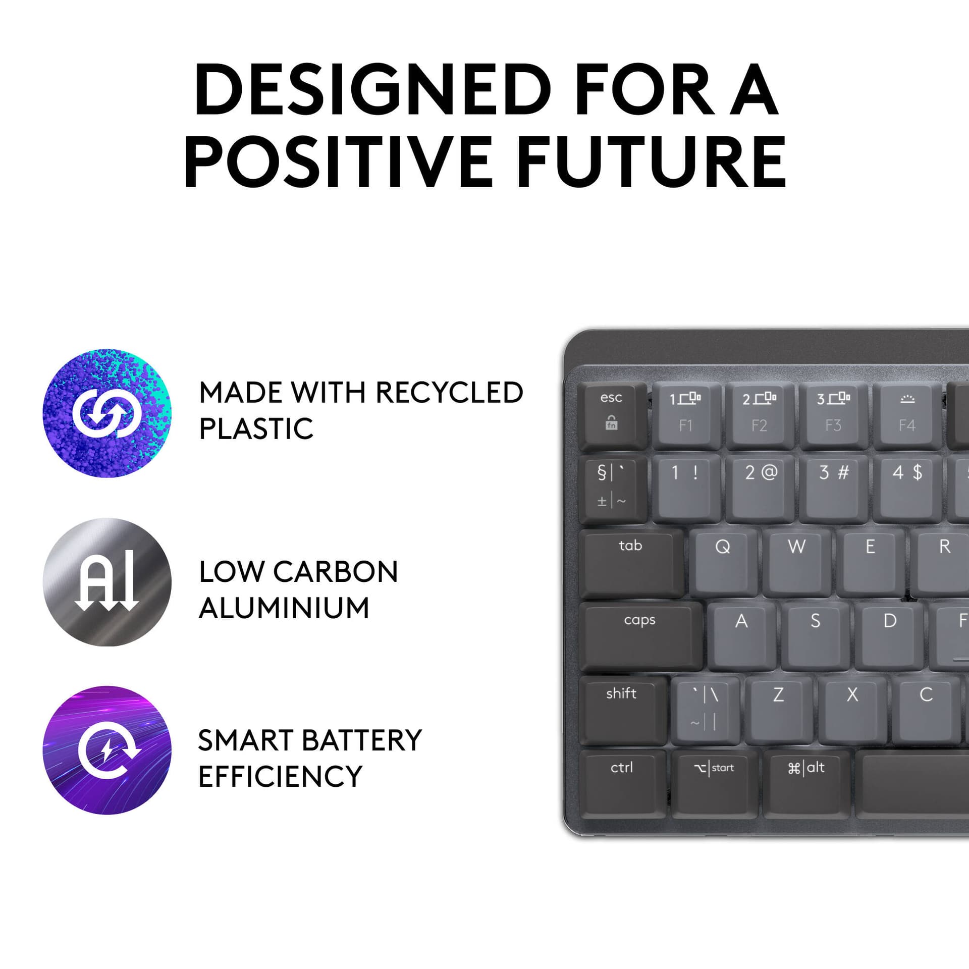 Logitech MX Mechanical Mini wireless illuminated keyboard in graphite with compact tenkeyless layout and BOLT receiver