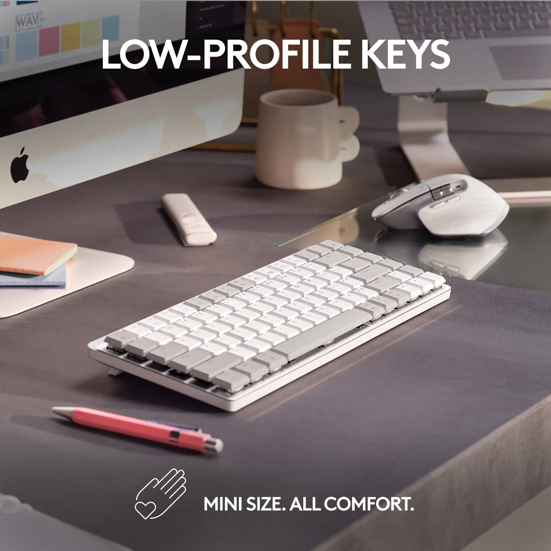Logitech MX Mechanical Mini for Mac pale grey compact wireless illuminated keyboard