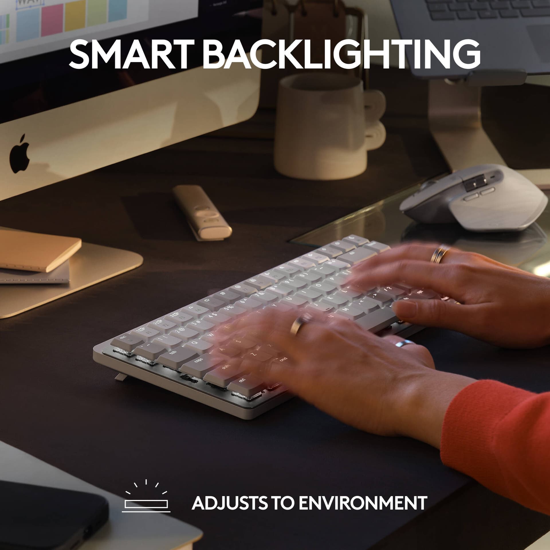 Logitech MX Mechanical Mini for Mac pale grey compact wireless illuminated keyboard