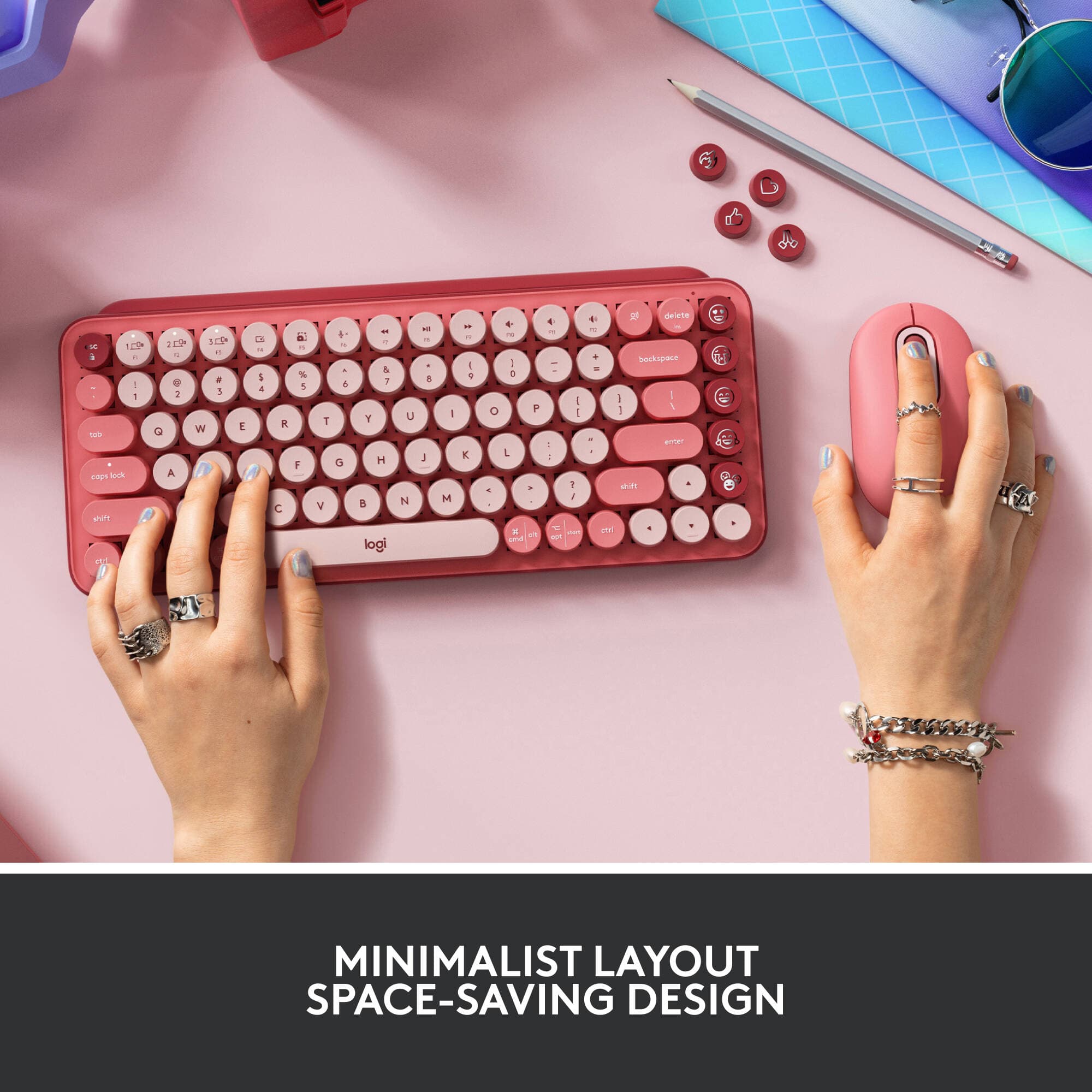 Logitech POP Keys wireless mechanical keyboard with emoji keys and compact layout