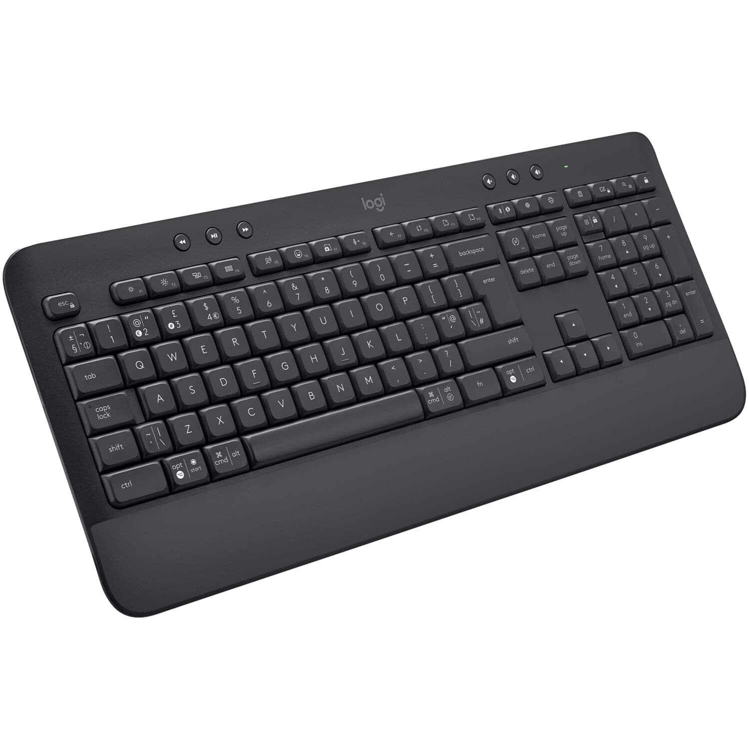 Logitech K650 Signature Wireless Keyboard in graphite with full-size layout and Bolt receiver
