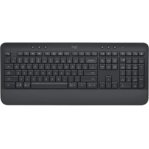 Logitech K650 Signature Wireless Keyboard in graphite with full-size layout and Bolt receiver