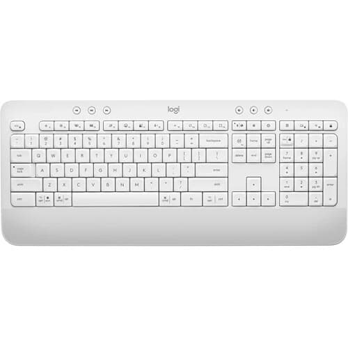 Logitech K650 Signature wireless keyboard in off-white with full-size layout and Bolt Receiver