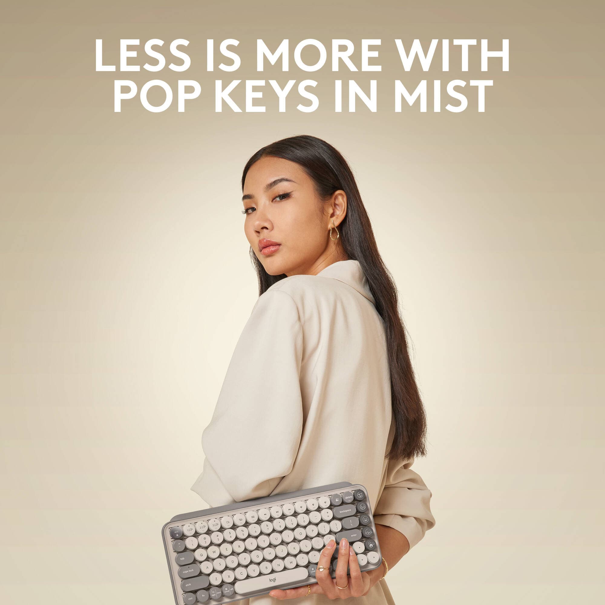 Logitech POP Keys wireless mechanical keyboard in Mist color with compact layout