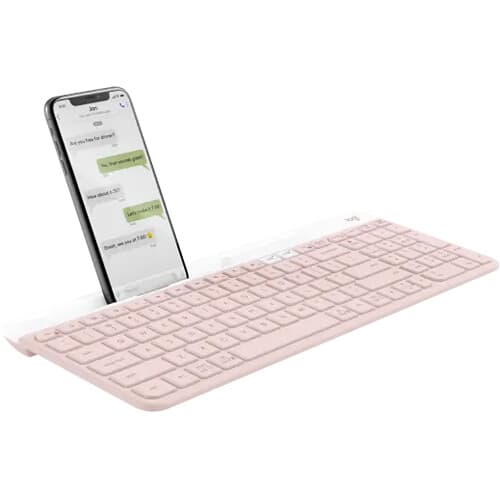 Logitech K585 Slim Multi-Device Keyboard in Rose, compact wireless keyboard for multi-device typing