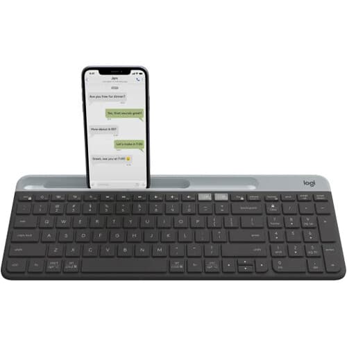 Logitech K585 Slim wireless multi-device keyboard in graphite with compact low-profile design