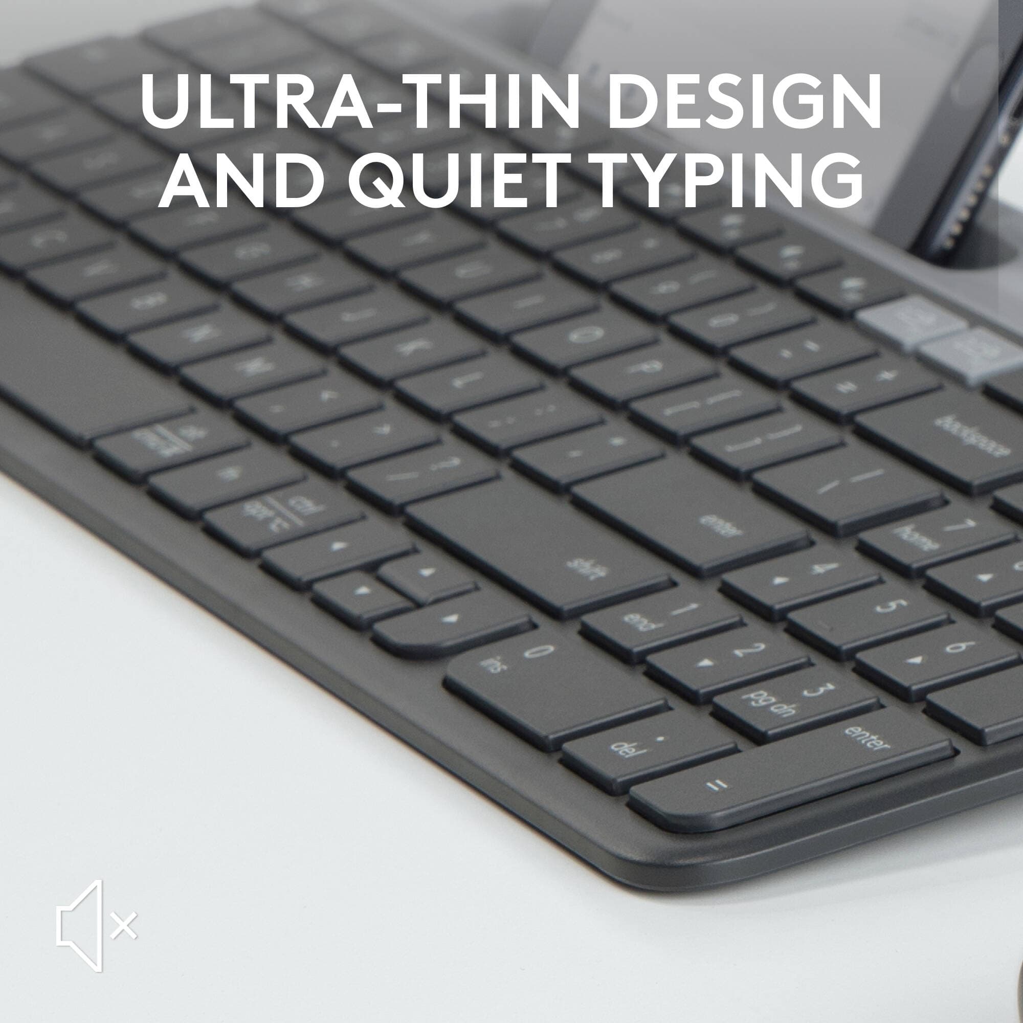 Logitech K585 Slim wireless multi-device keyboard in graphite with compact low-profile design