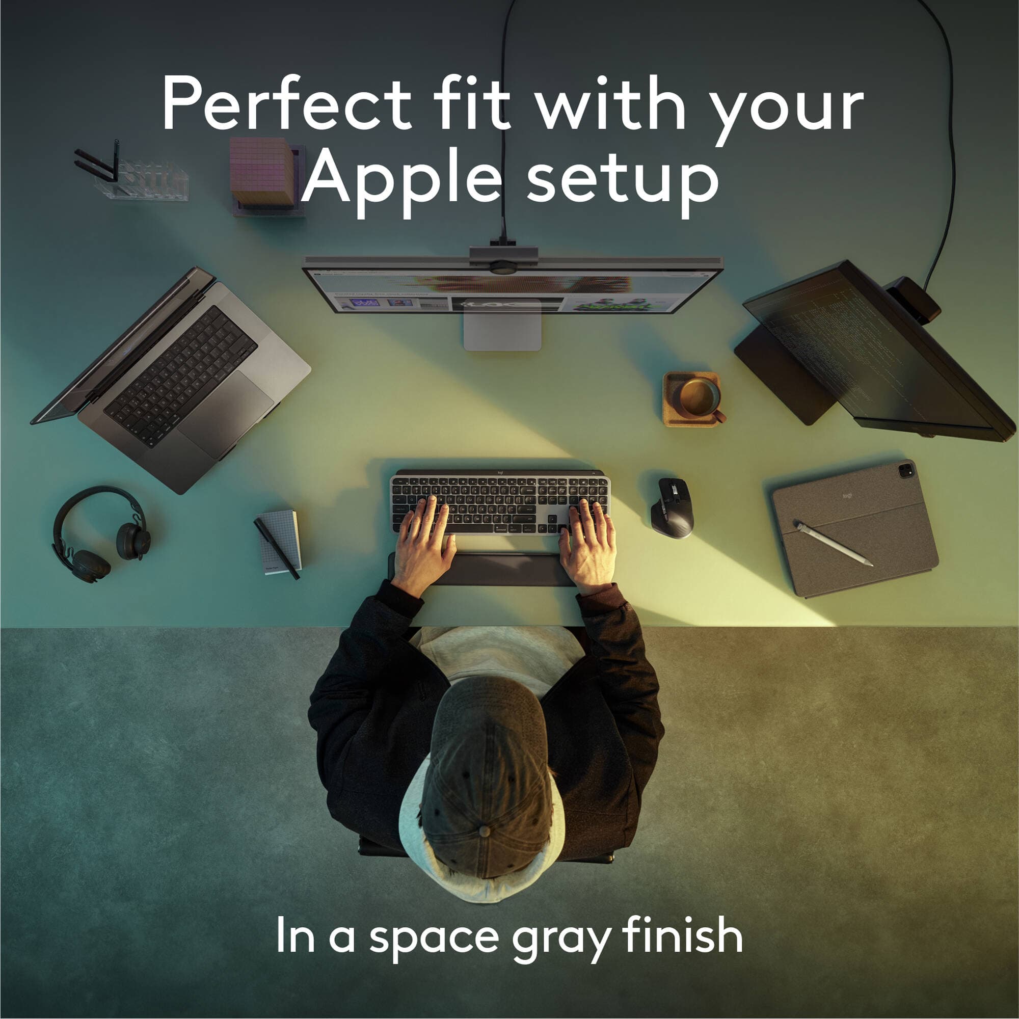 Logitech MX Keys S for Mac wireless keyboard in grey with Mac layout