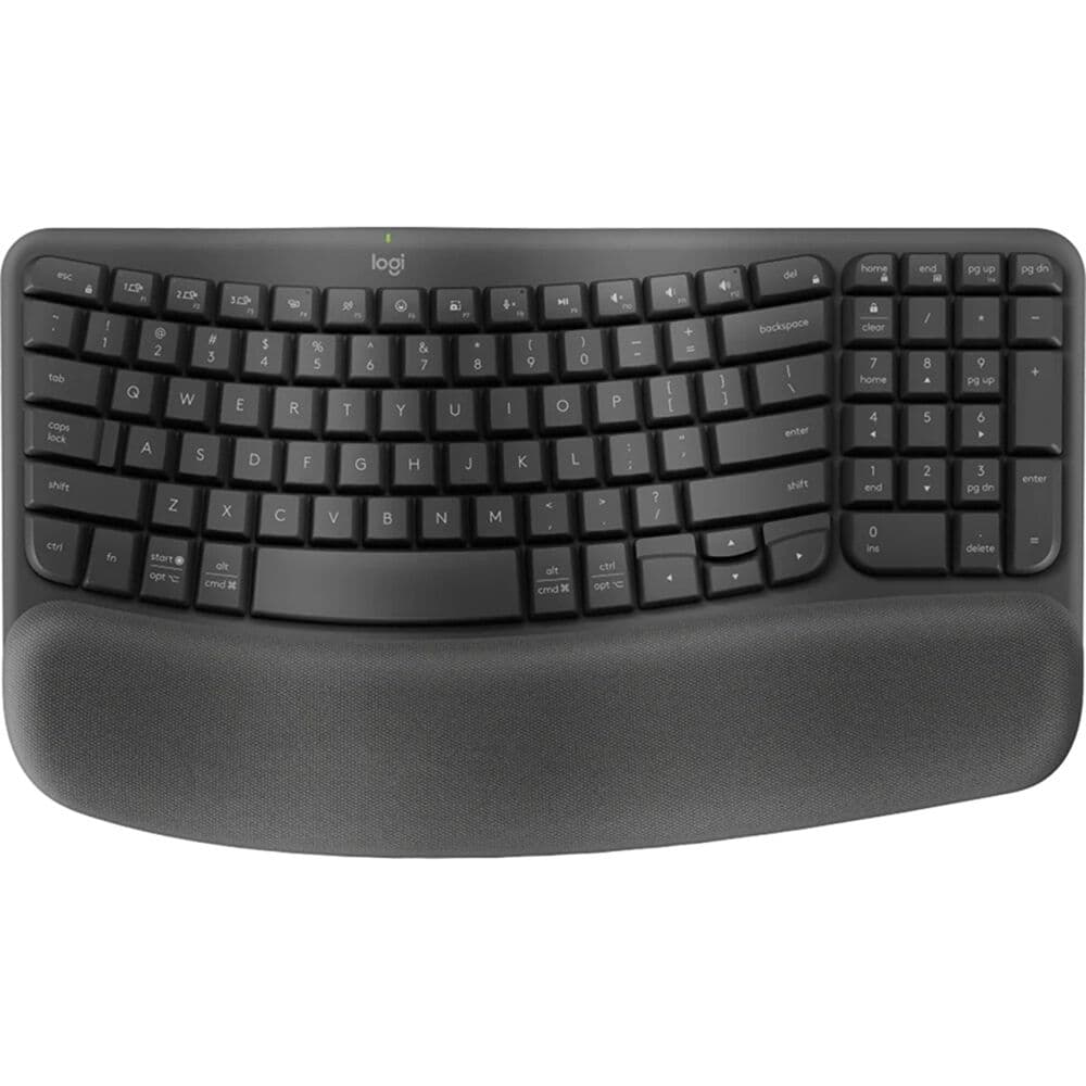 Logitech Wireless Wave Keys Keyboard in graphite, ergonomic wireless keyboard