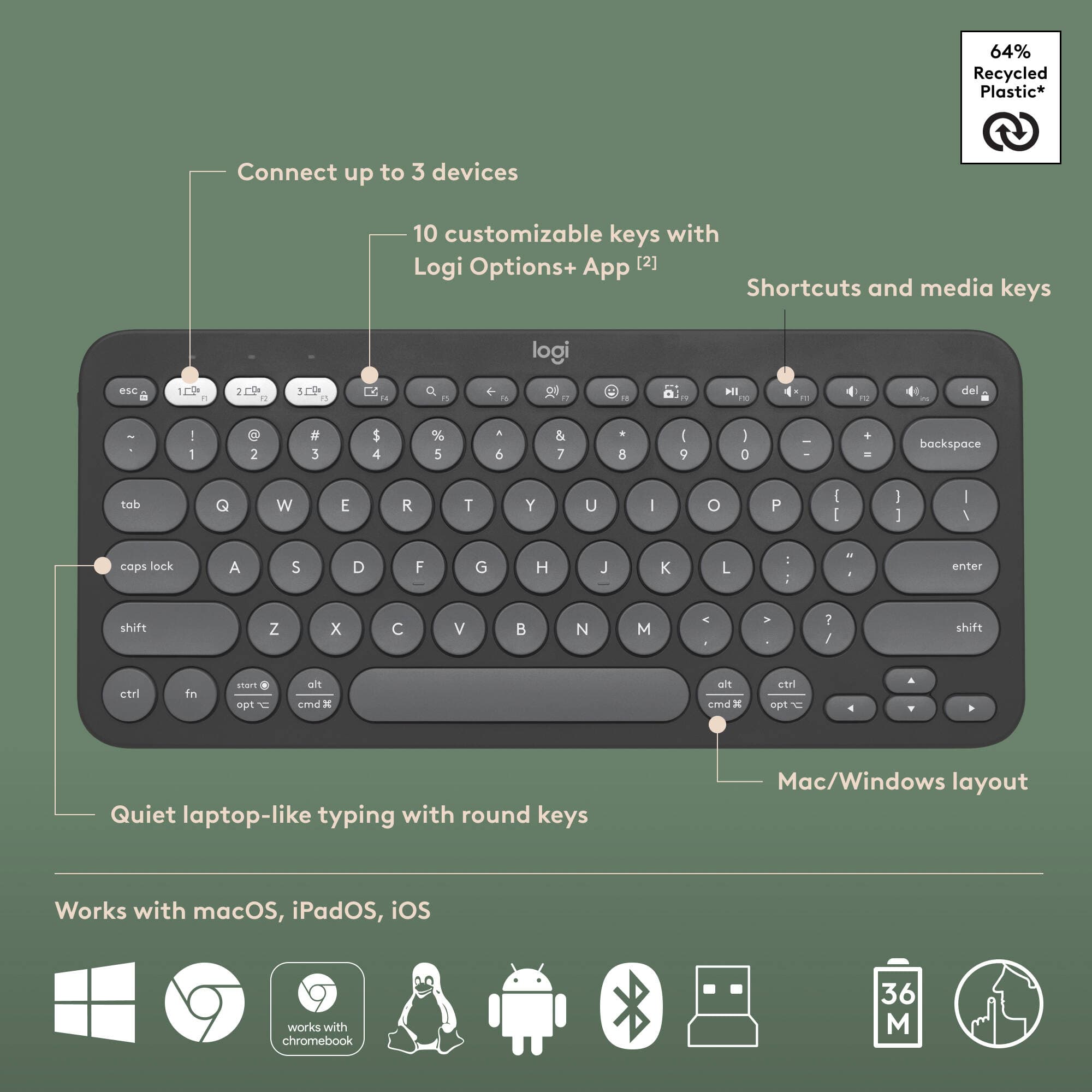 Logitech Pebble 2 wireless keyboard and mouse combo in graphite