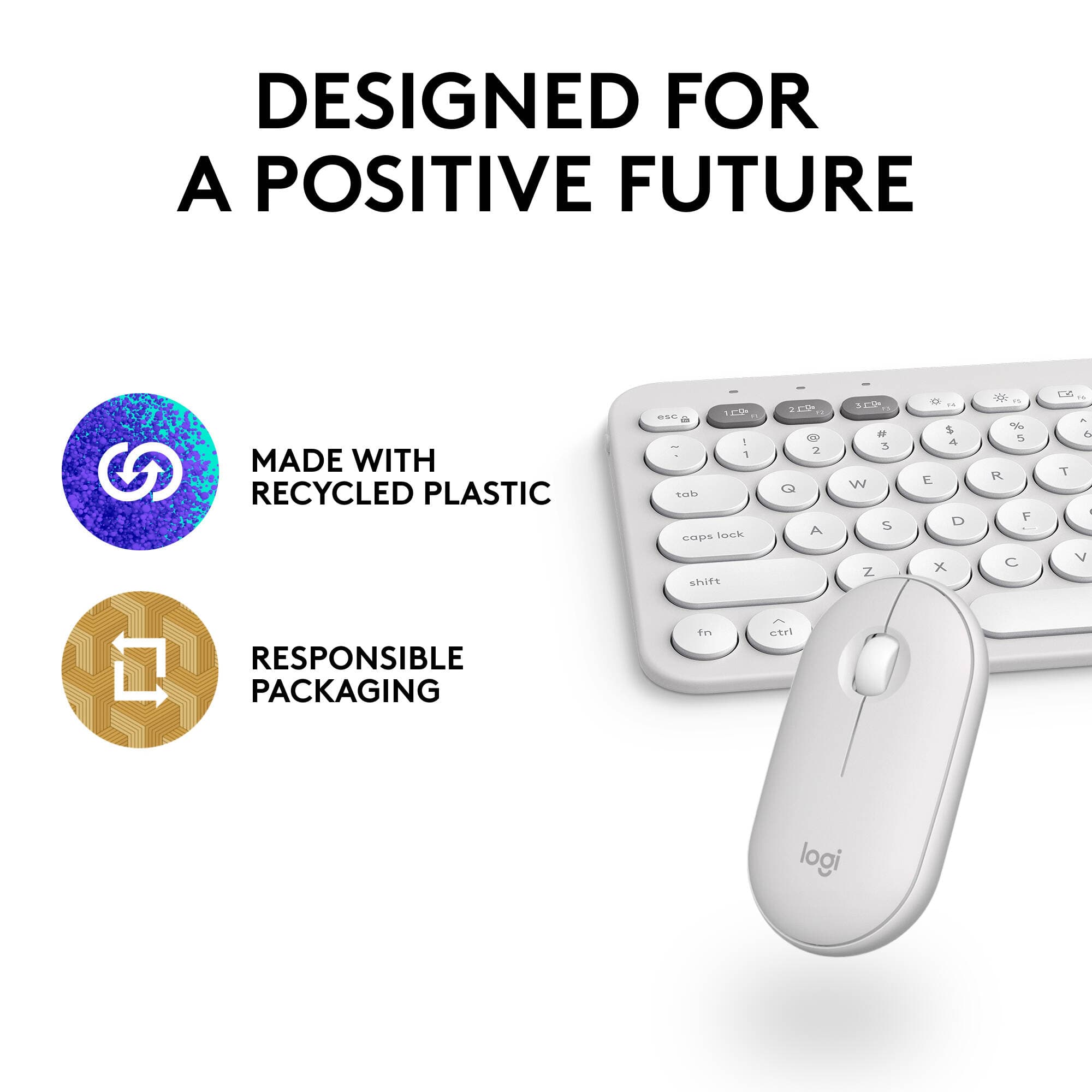 Logitech Pebble 2 Combo for Mac wireless keyboard and mouse in white